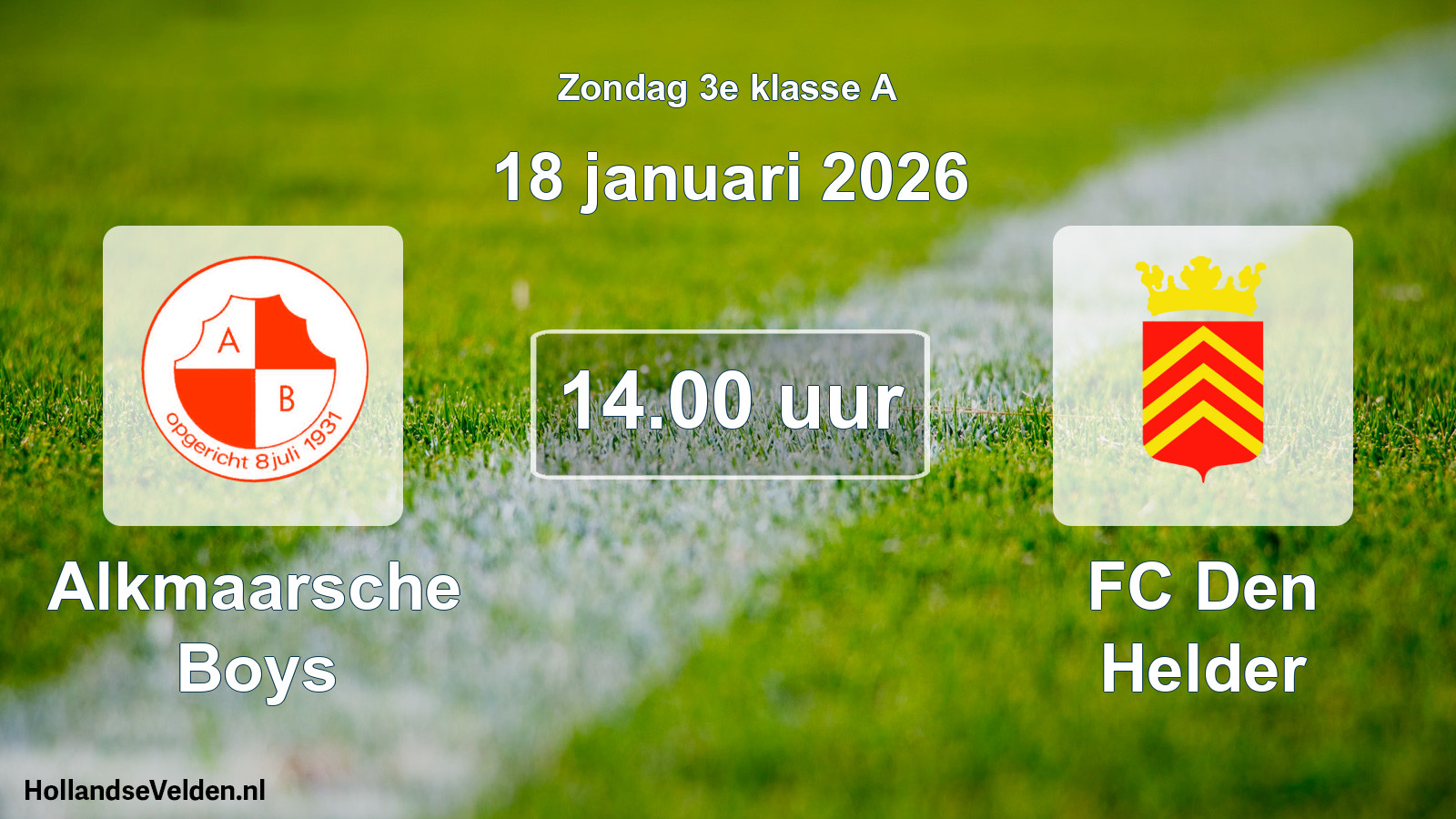 Scheduled Match: Alkmaarsche Boys - FC Den Helder (18 January 2026)