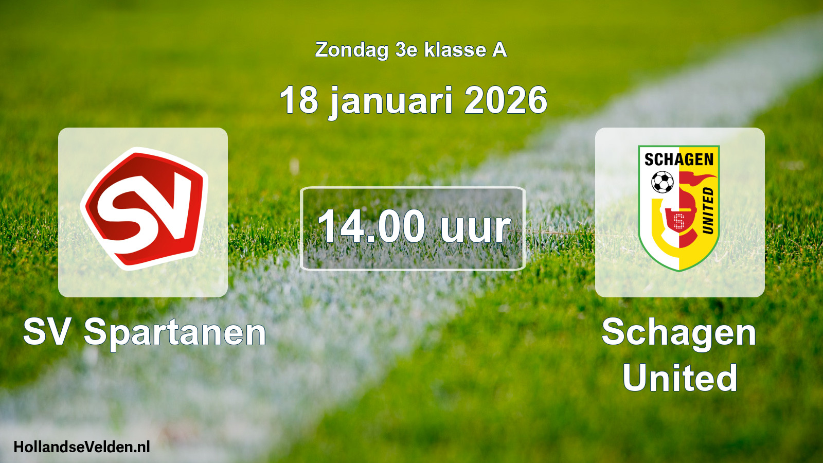 Geplande wedstrijd: SV Spartanen - Schagen United (18 januari 2026)