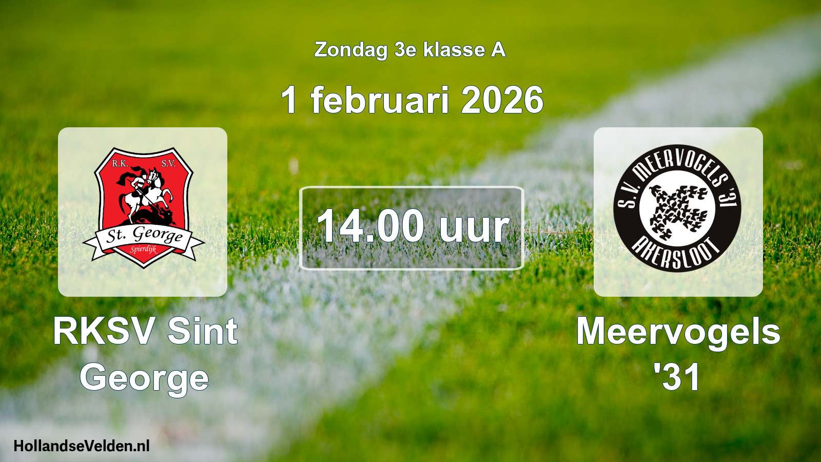 Geplande wedstrijd: RKSV Sint George - Meervogels '31 (1 februari 2026)