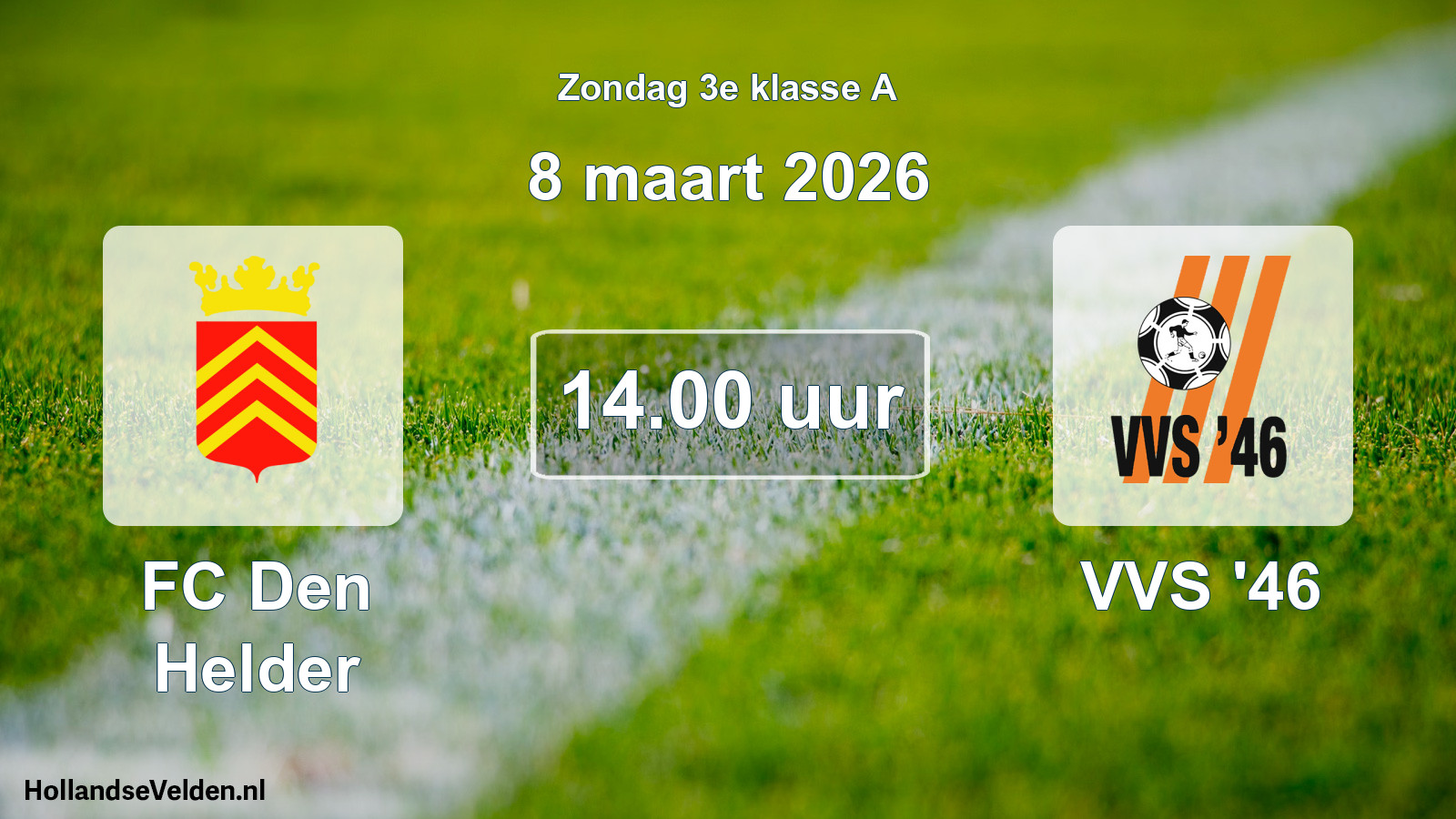 Geplande wedstrijd: FC Den Helder - VVS '46 (8 maart 2026)