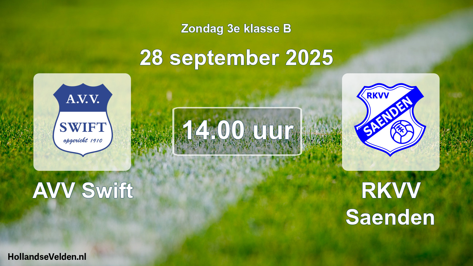 Geplande wedstrijd: AVV Swift - RKVV Saenden (28 september 2025)