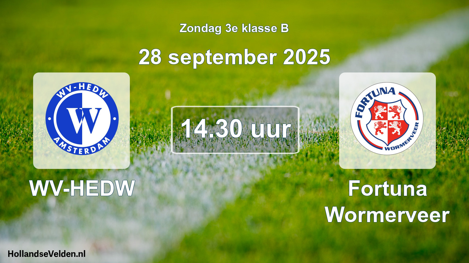 Scheduled Match: WV-HEDW - Fortuna Wormerveer (28 September 2025)