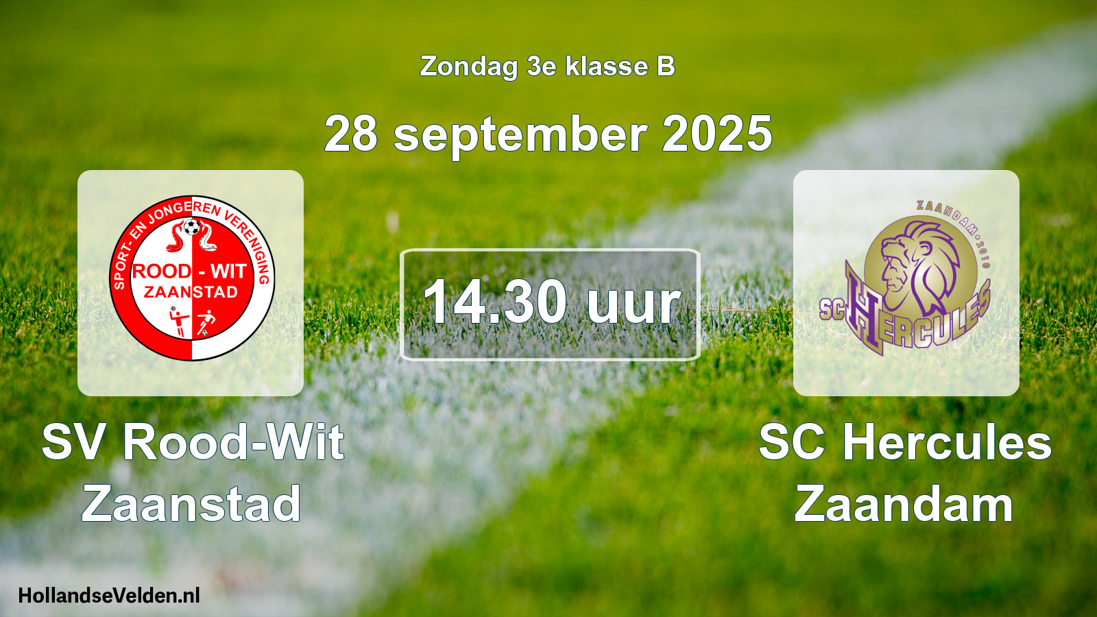 Scheduled Match: SV Rood-Wit Zaanstad - SC Hercules Zaandam (28 September 2025)