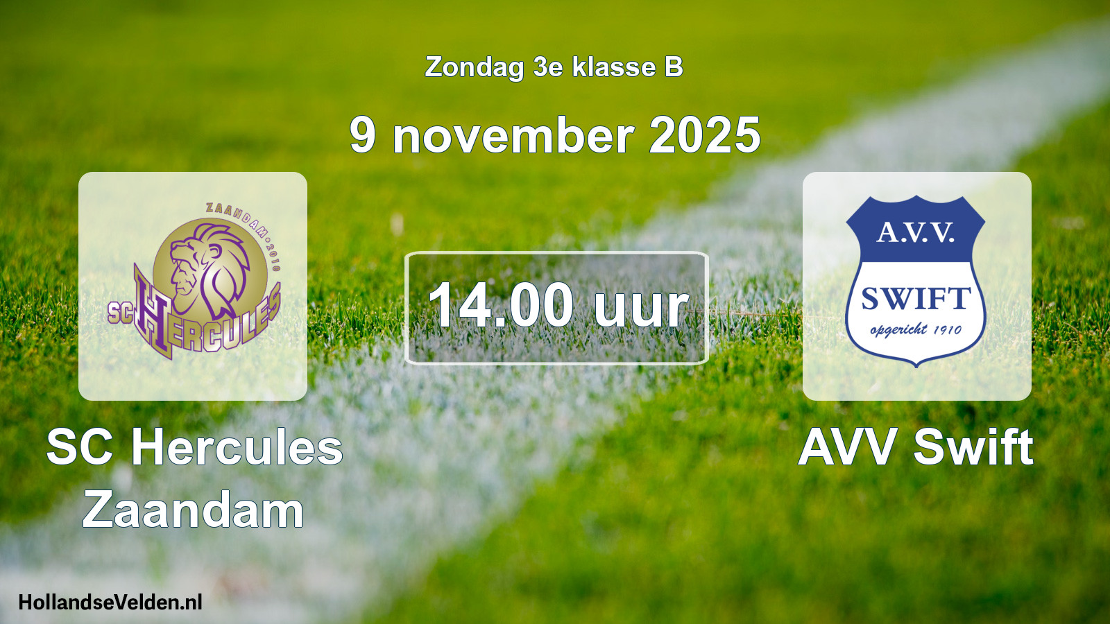 Scheduled Match: SC Hercules Zaandam - AVV Swift (9 November 2025)