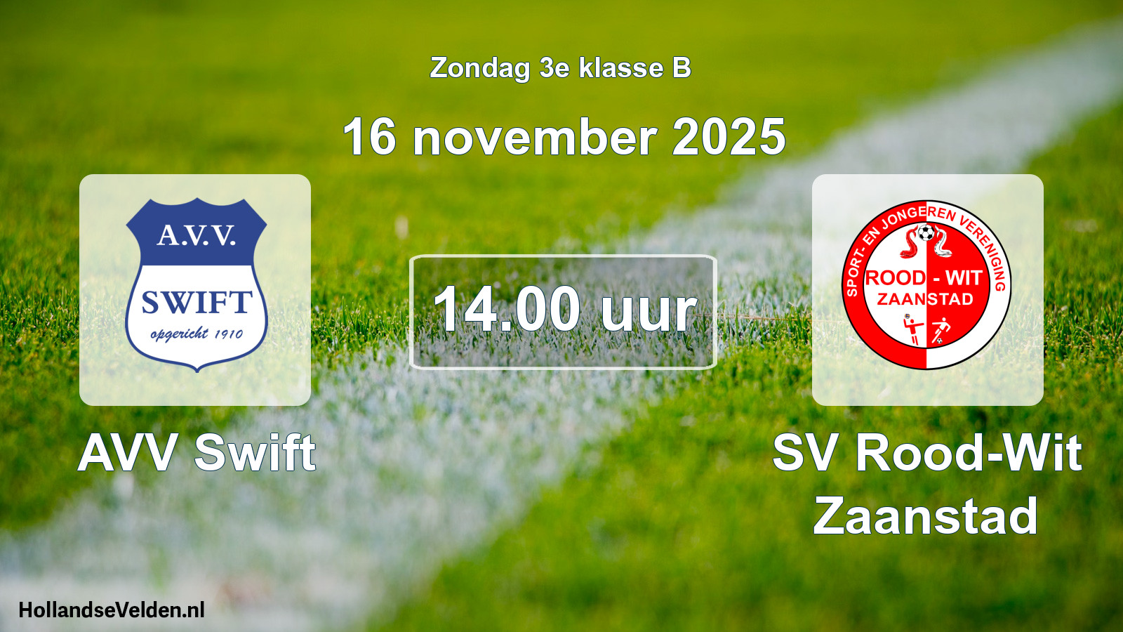 Scheduled Match: AVV Swift - SV Rood-Wit Zaanstad (16 November 2025)