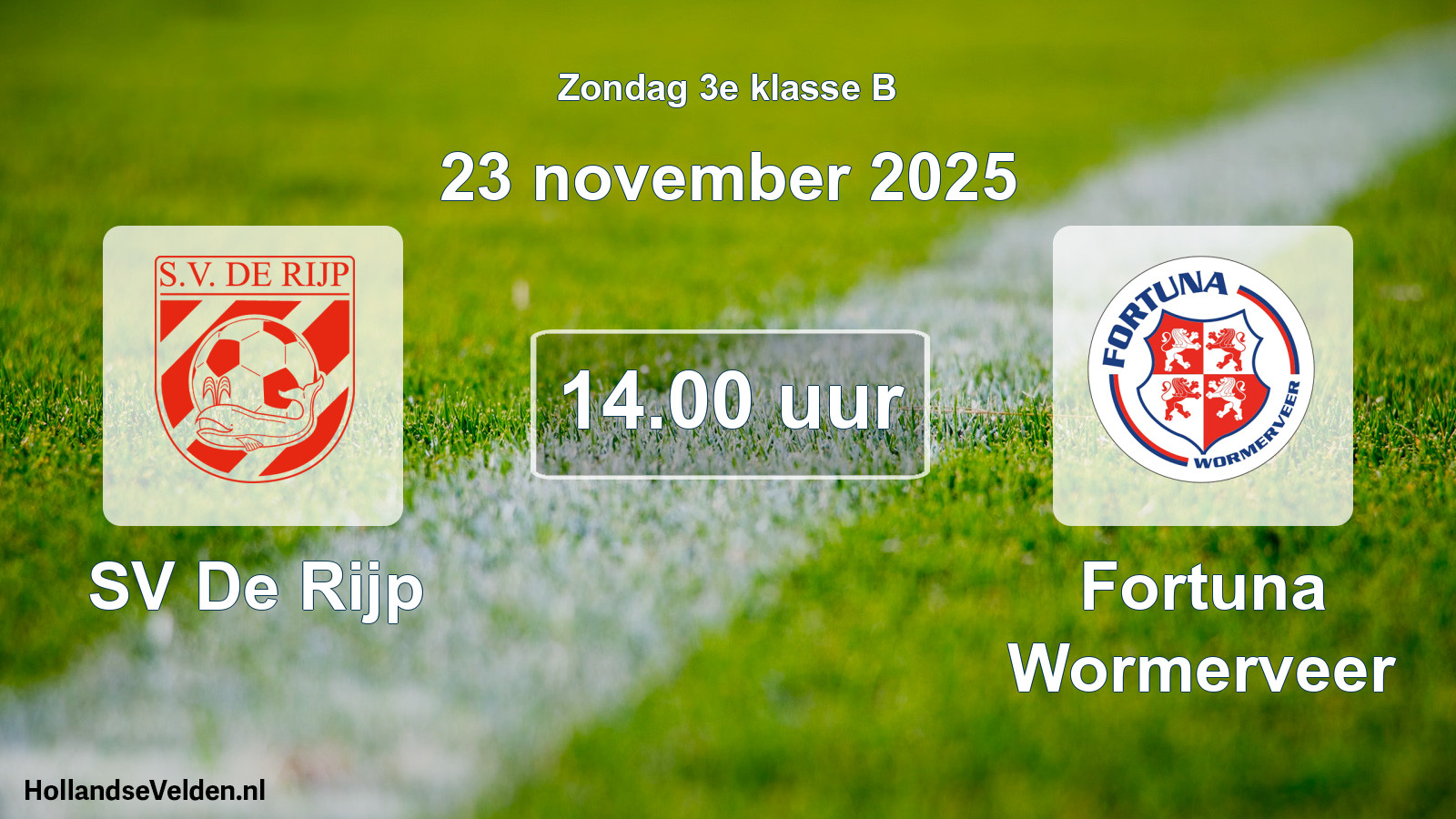 Geplande wedstrijd: SV De Rijp - Fortuna Wormerveer (23 november 2025)