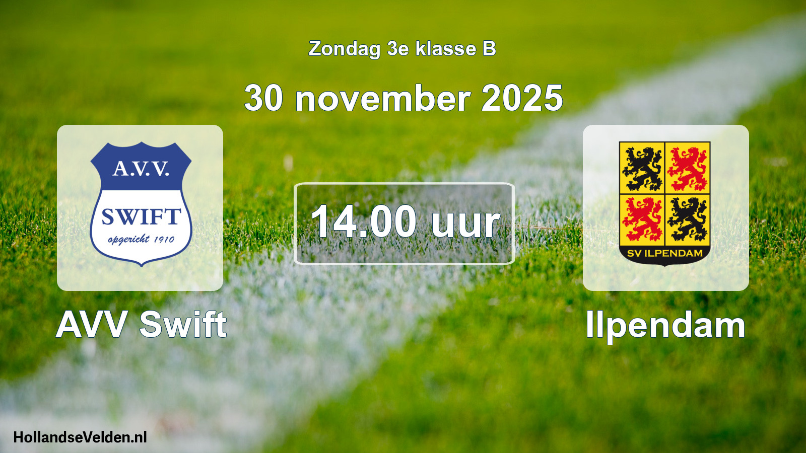 Geplande wedstrijd: AVV Swift - Ilpendam (30 november 2025)