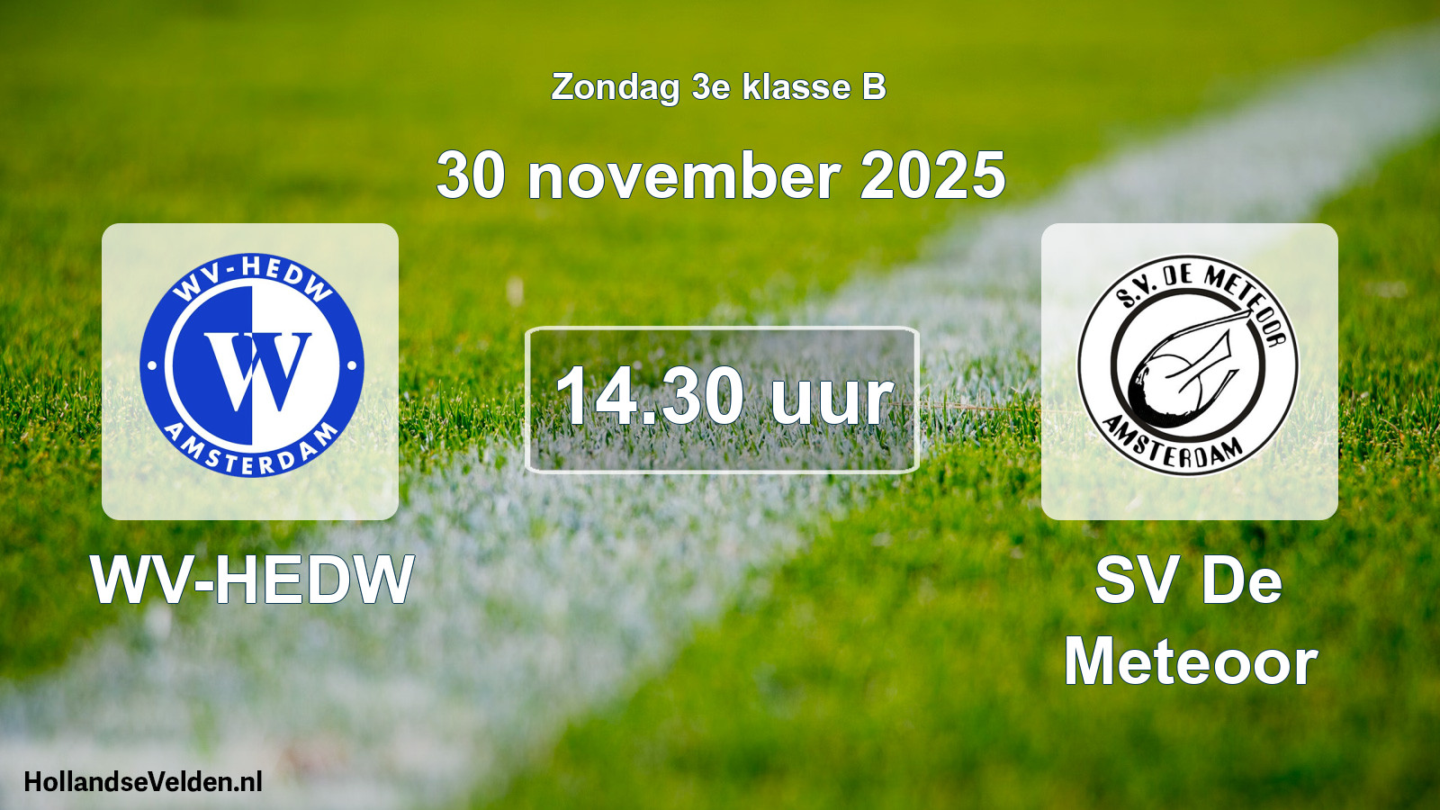 Scheduled Match: WV-HEDW - SV De Meteoor (30 November 2025)