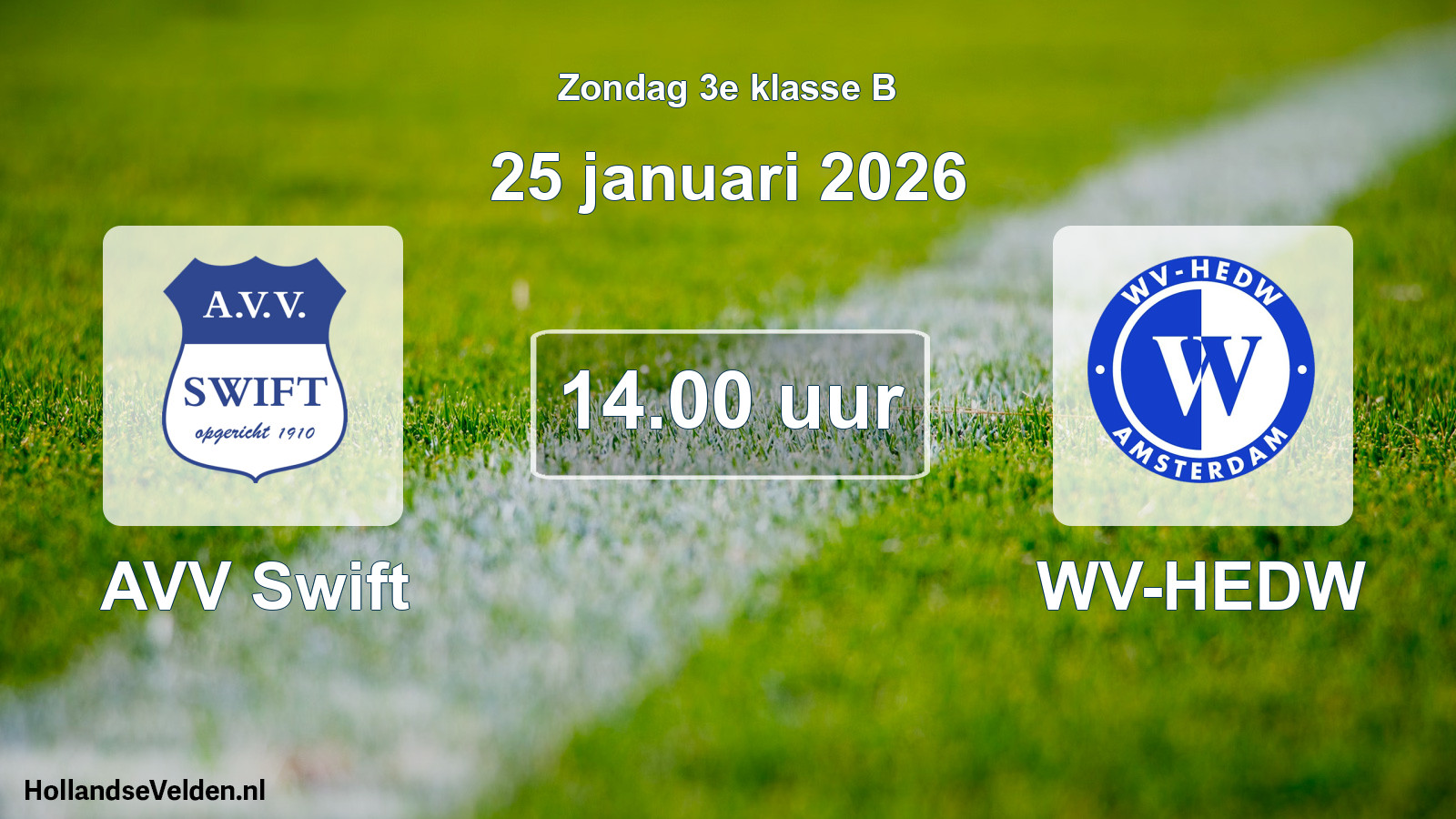 Geplande wedstrijd: AVV Swift - WV-HEDW (25 januari 2026)