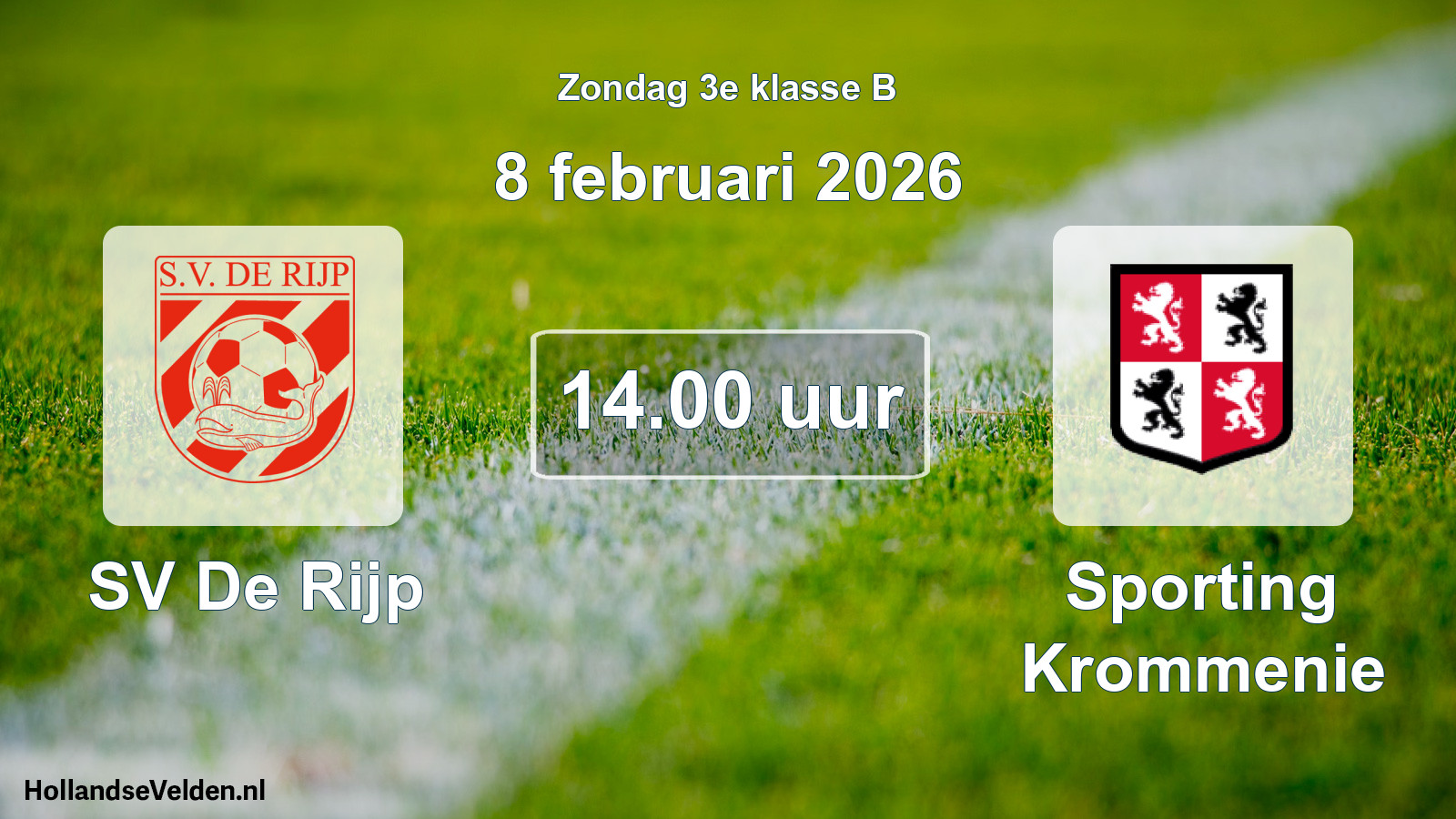 Geplande wedstrijd: SV De Rijp - Sporting Krommenie (8 februari 2026)