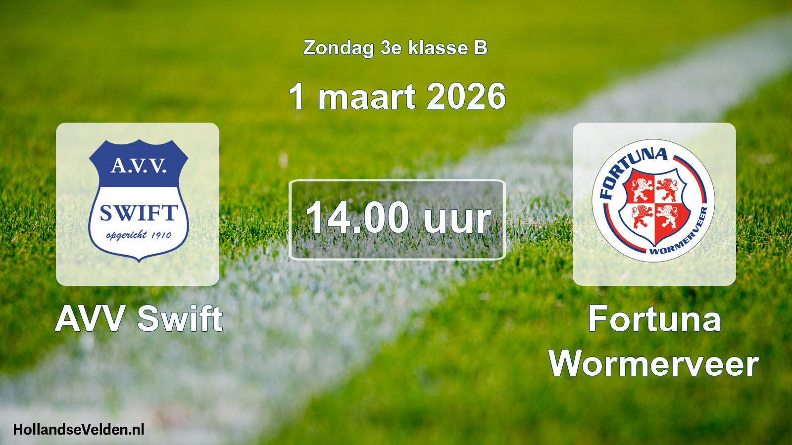 Geplande wedstrijd: AVV Swift - Fortuna Wormerveer (1 maart 2026)