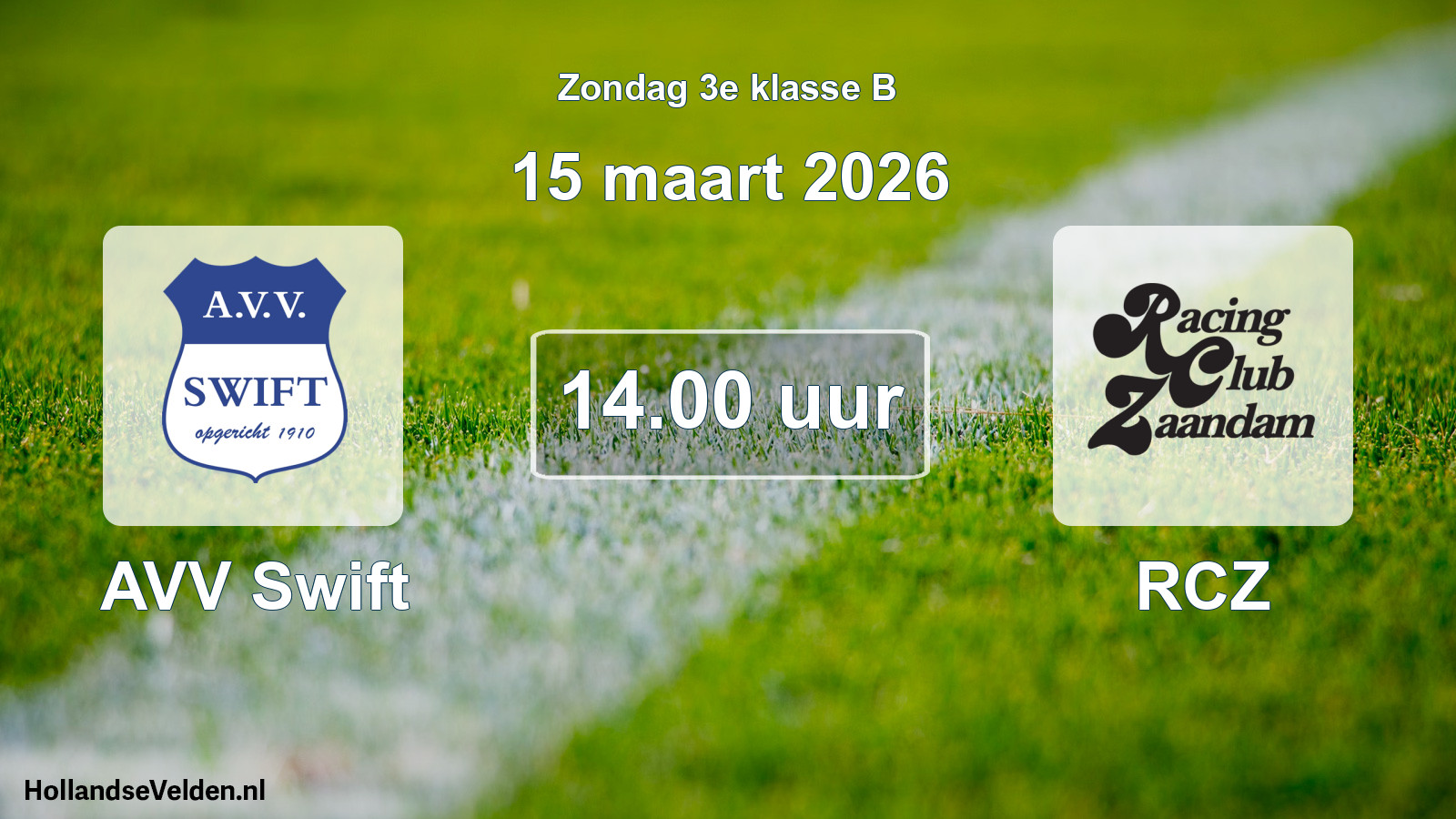 Scheduled Match: AVV Swift - RCZ (15 March 2026)