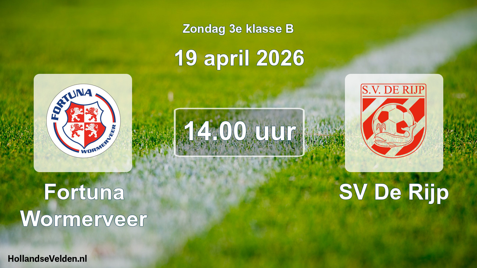 Geplande wedstrijd: Fortuna Wormerveer - SV De Rijp (19 april 2026)