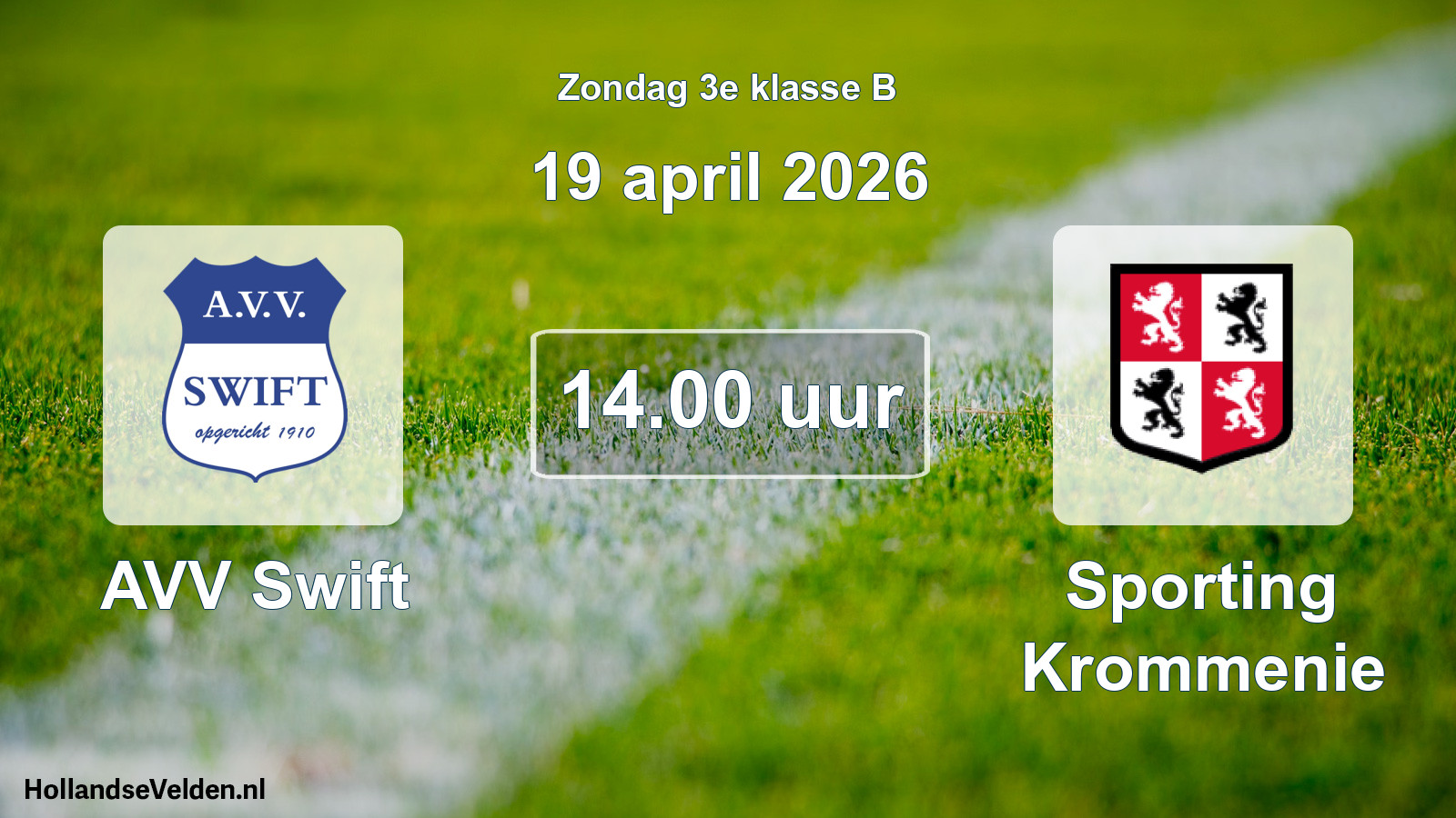 Scheduled Match: AVV Swift - Sporting Krommenie (19 April 2026)