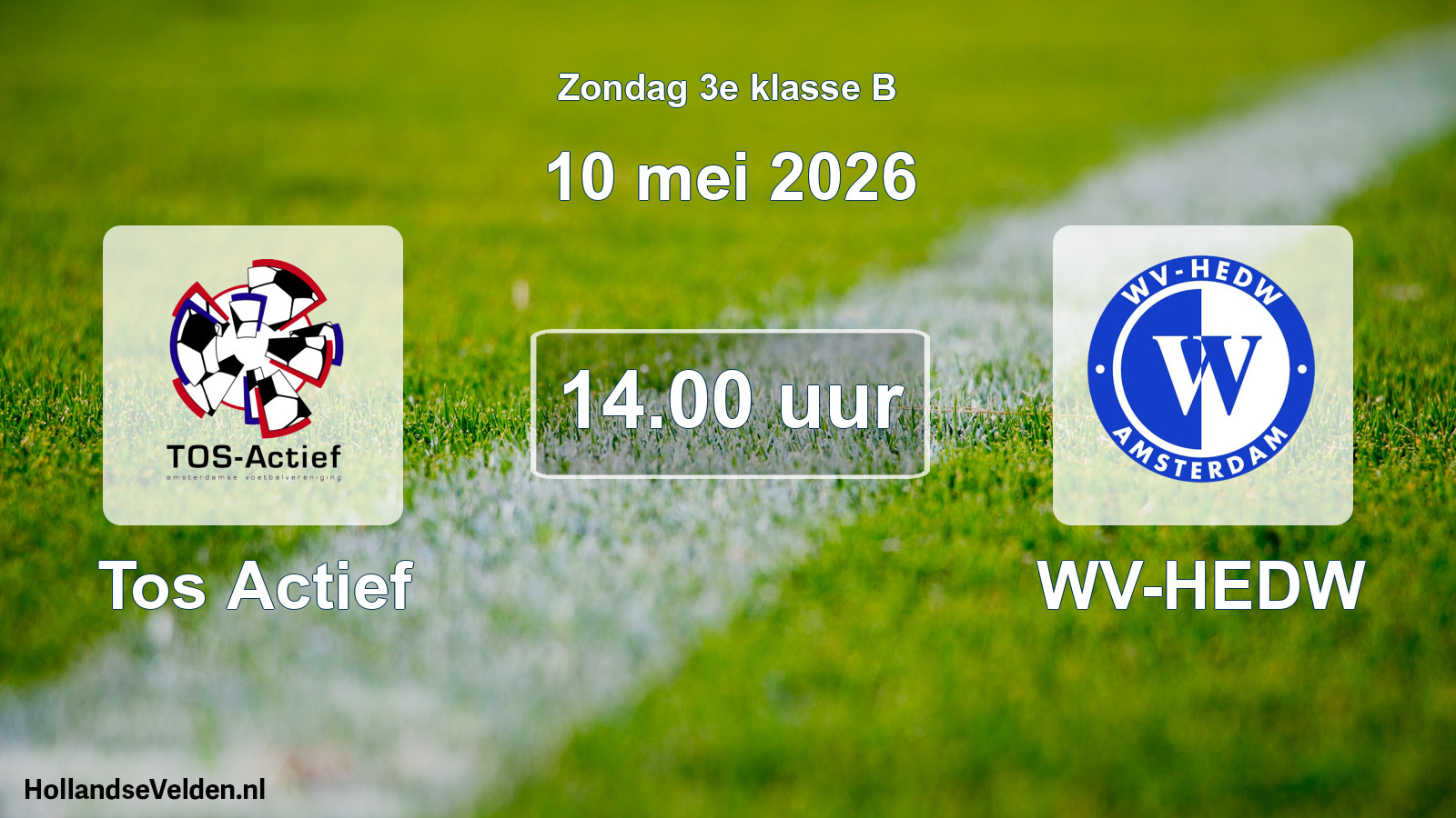 Geplande wedstrijd: Tos Actief - WV-HEDW (10 mei 2026)