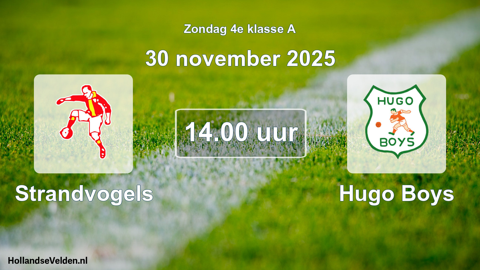 Geplande wedstrijd: Strandvogels - Hugo Boys (30 november 2025)
