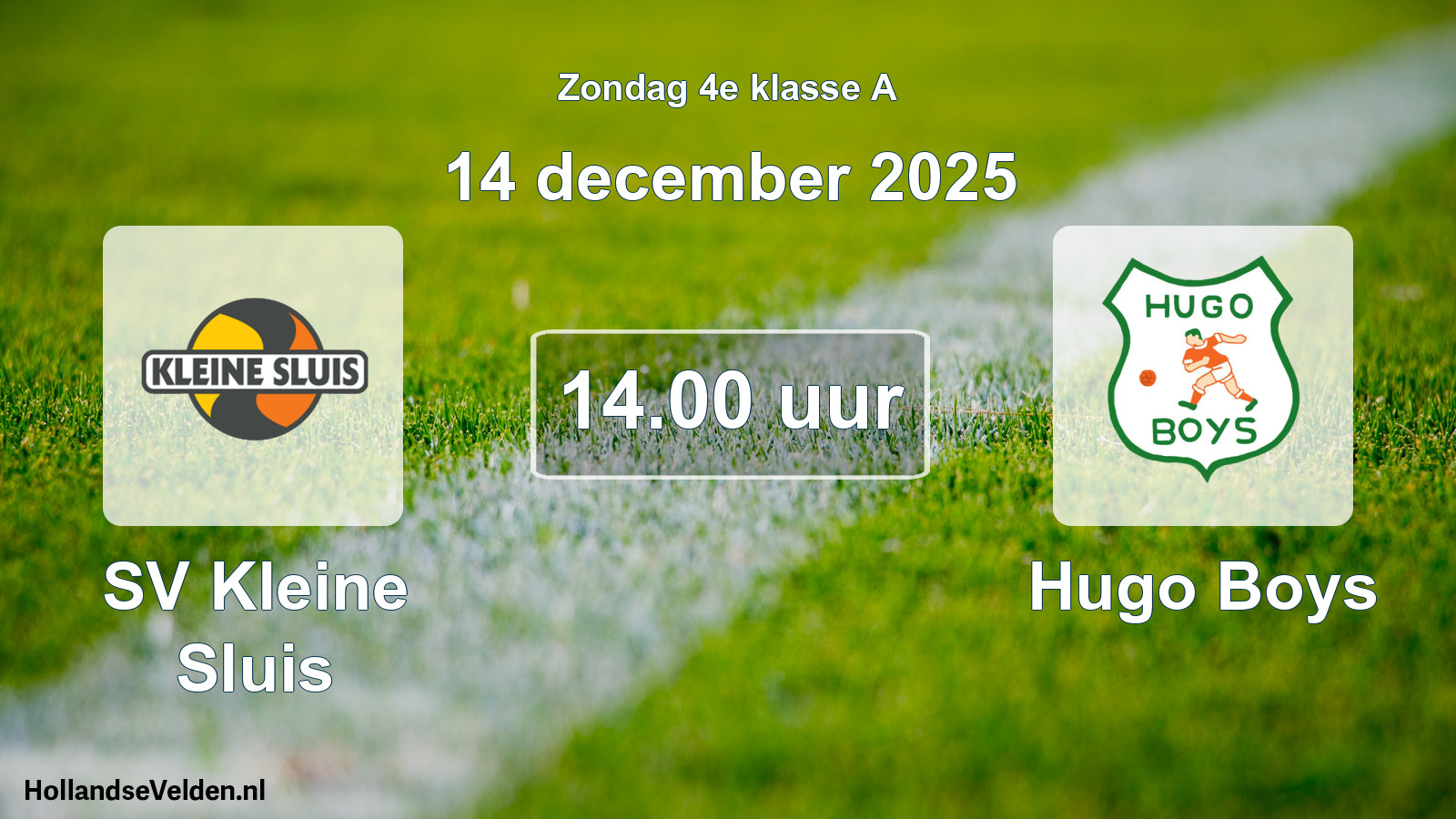 Geplande wedstrijd: SV Kleine Sluis - Hugo Boys (14 december 2025)