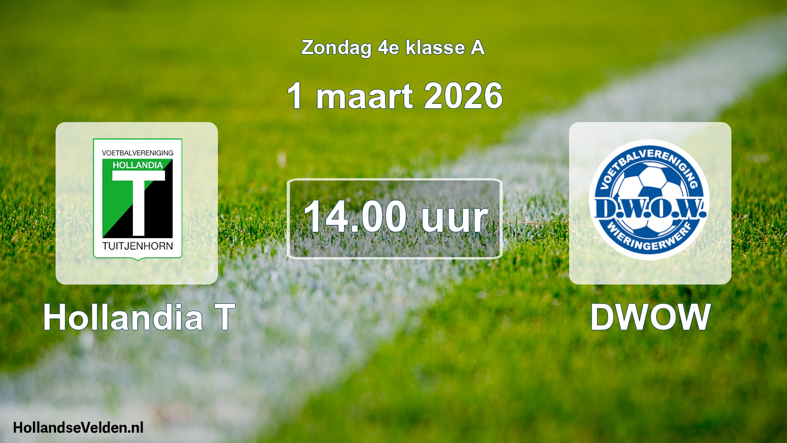 Geplande wedstrijd: Hollandia T - DWOW (1 maart 2026)