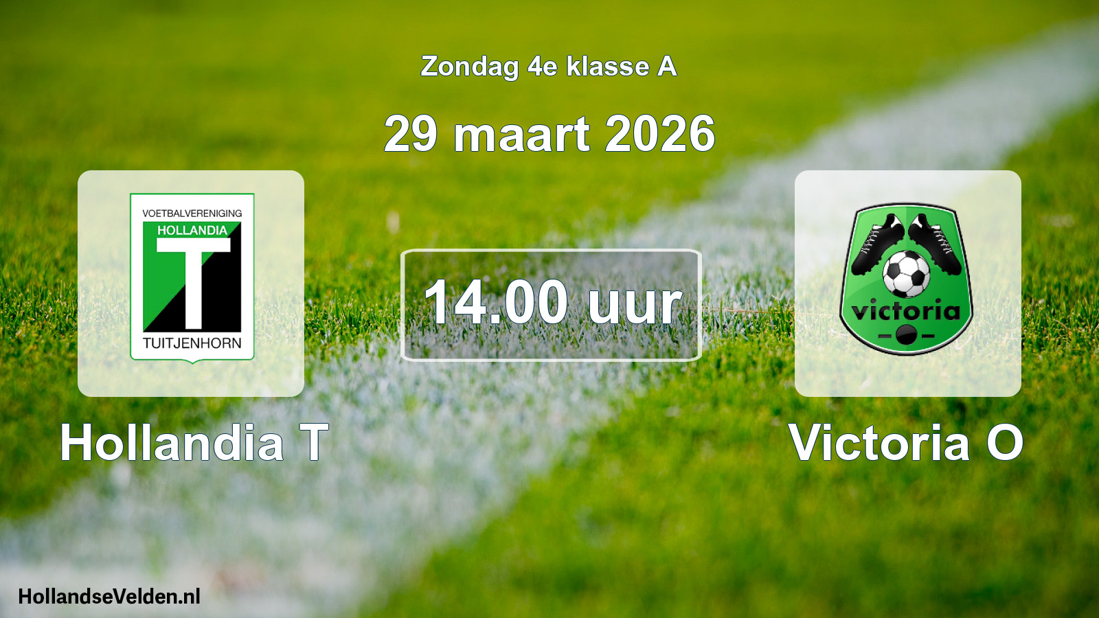 Geplande wedstrijd: Hollandia T - Victoria O (29 maart 2026)