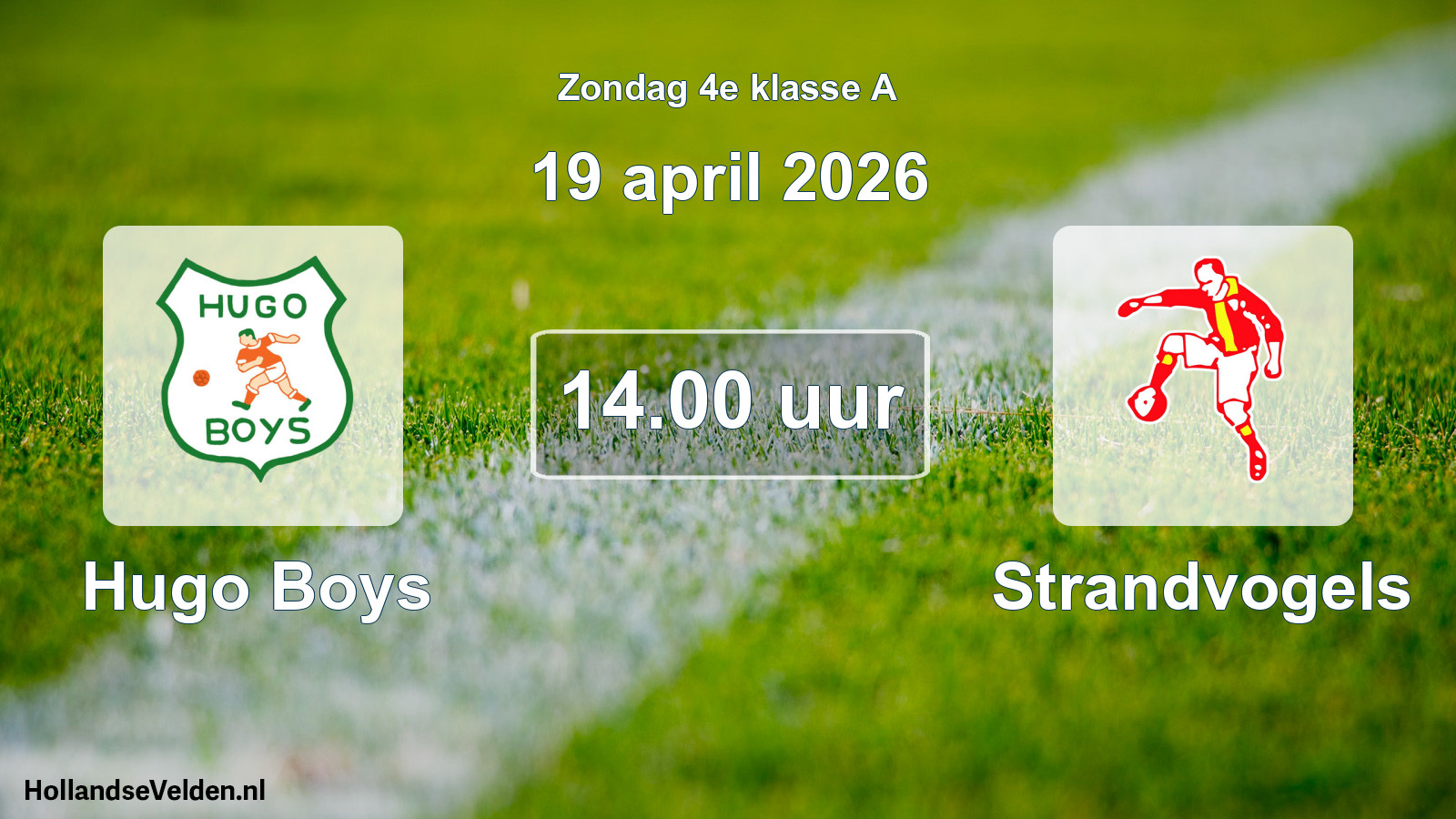 Geplande wedstrijd: Hugo Boys - Strandvogels (19 april 2026)