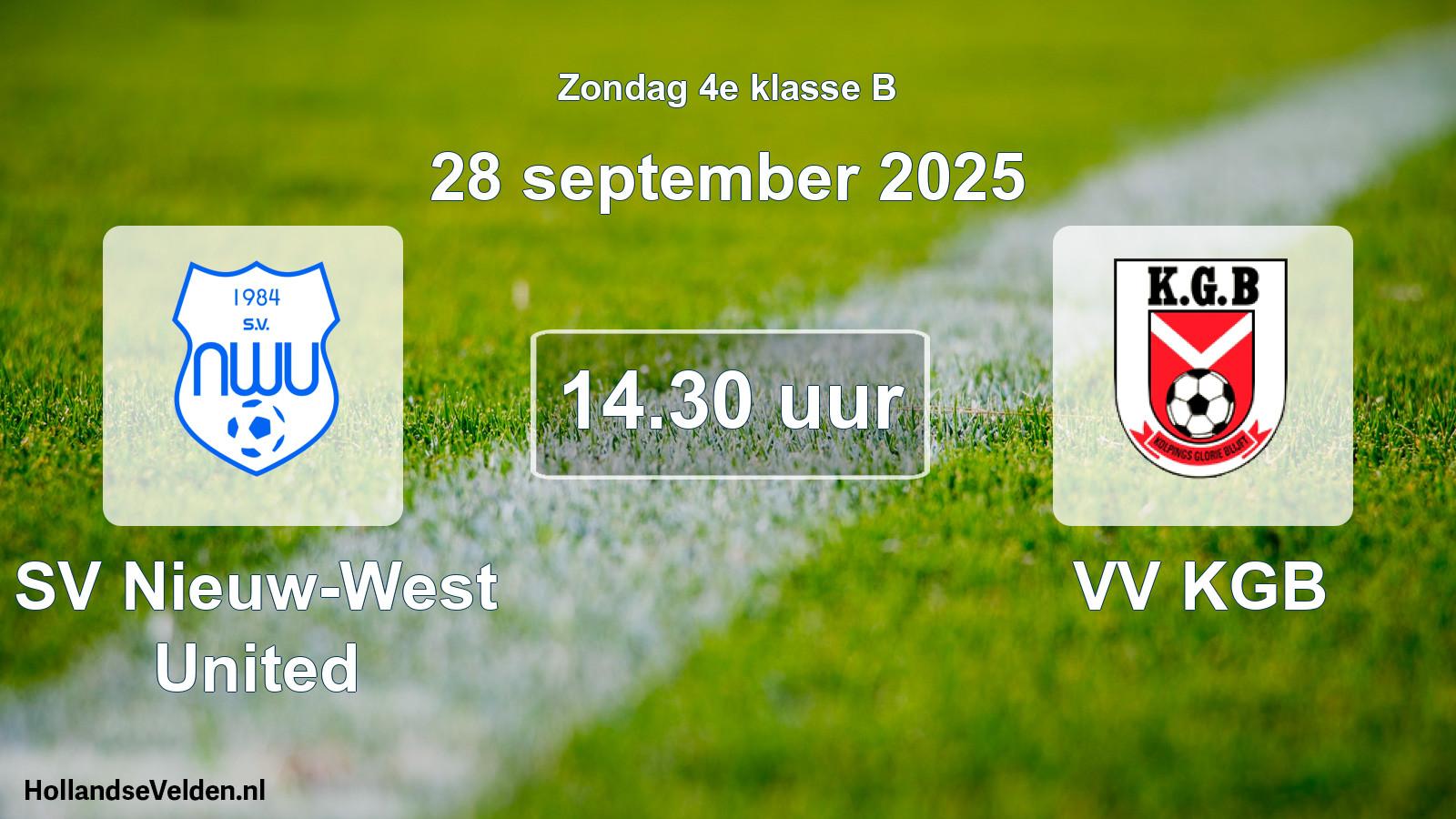 Scheduled Match: SV Nieuw-West United - VV KGB (28 September 2025)