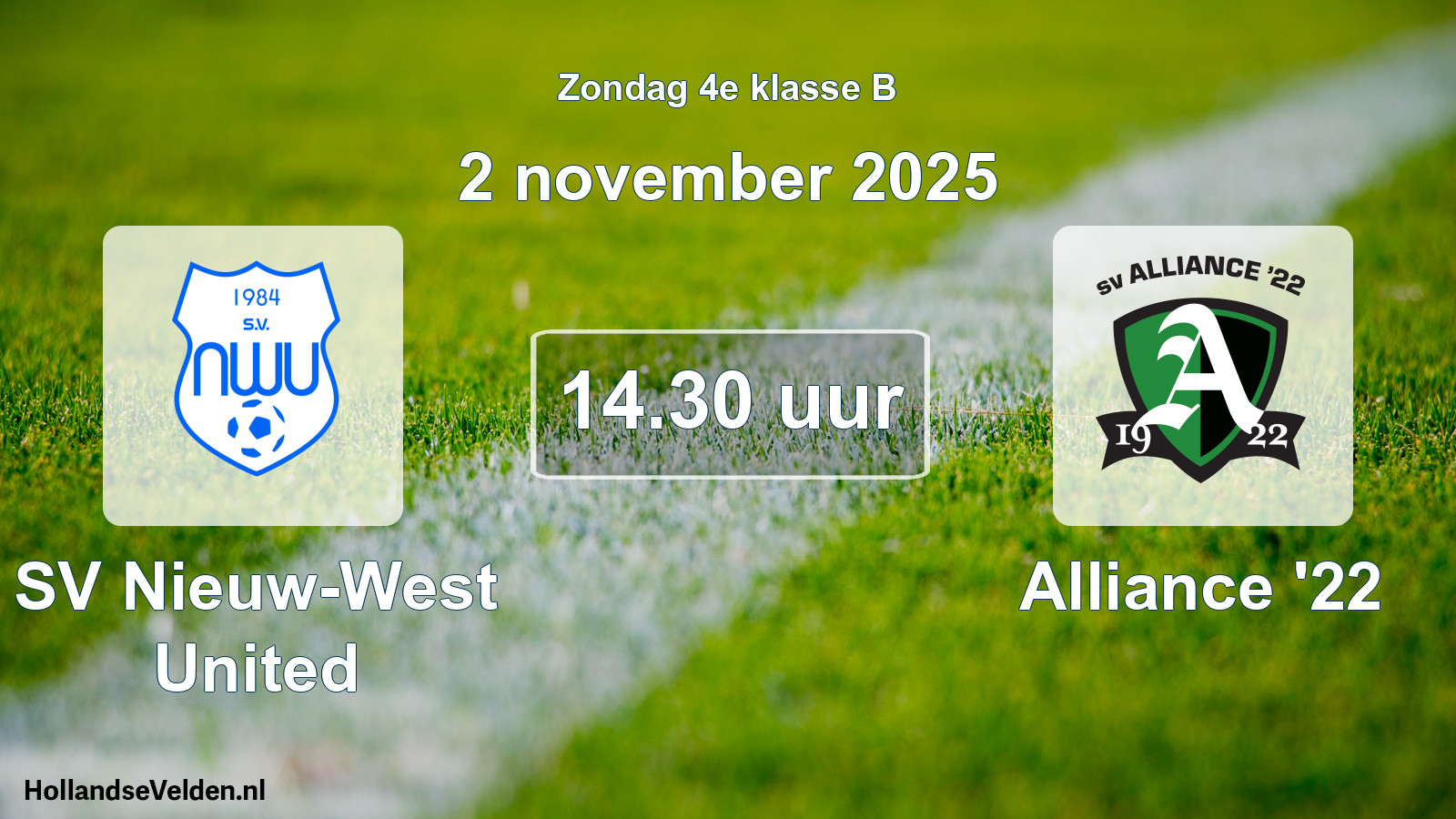 Scheduled Match: SV Nieuw-West United - Alliance '22 (2 November 2025)