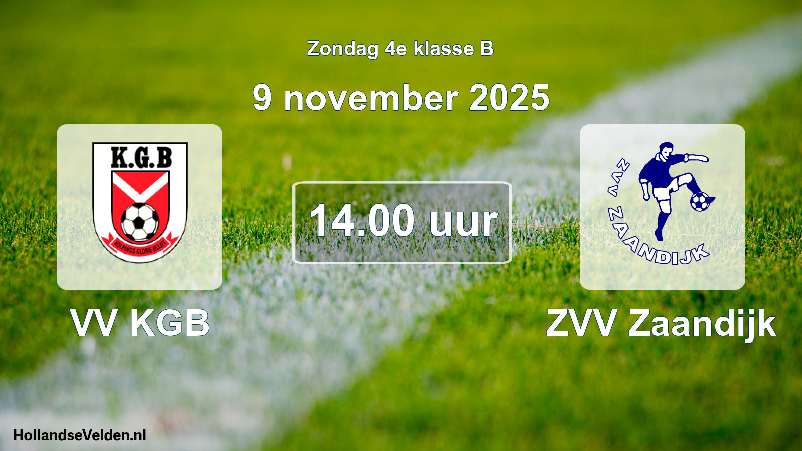 Scheduled Match: VV KGB - ZVV Zaandijk (9 November 2025)
