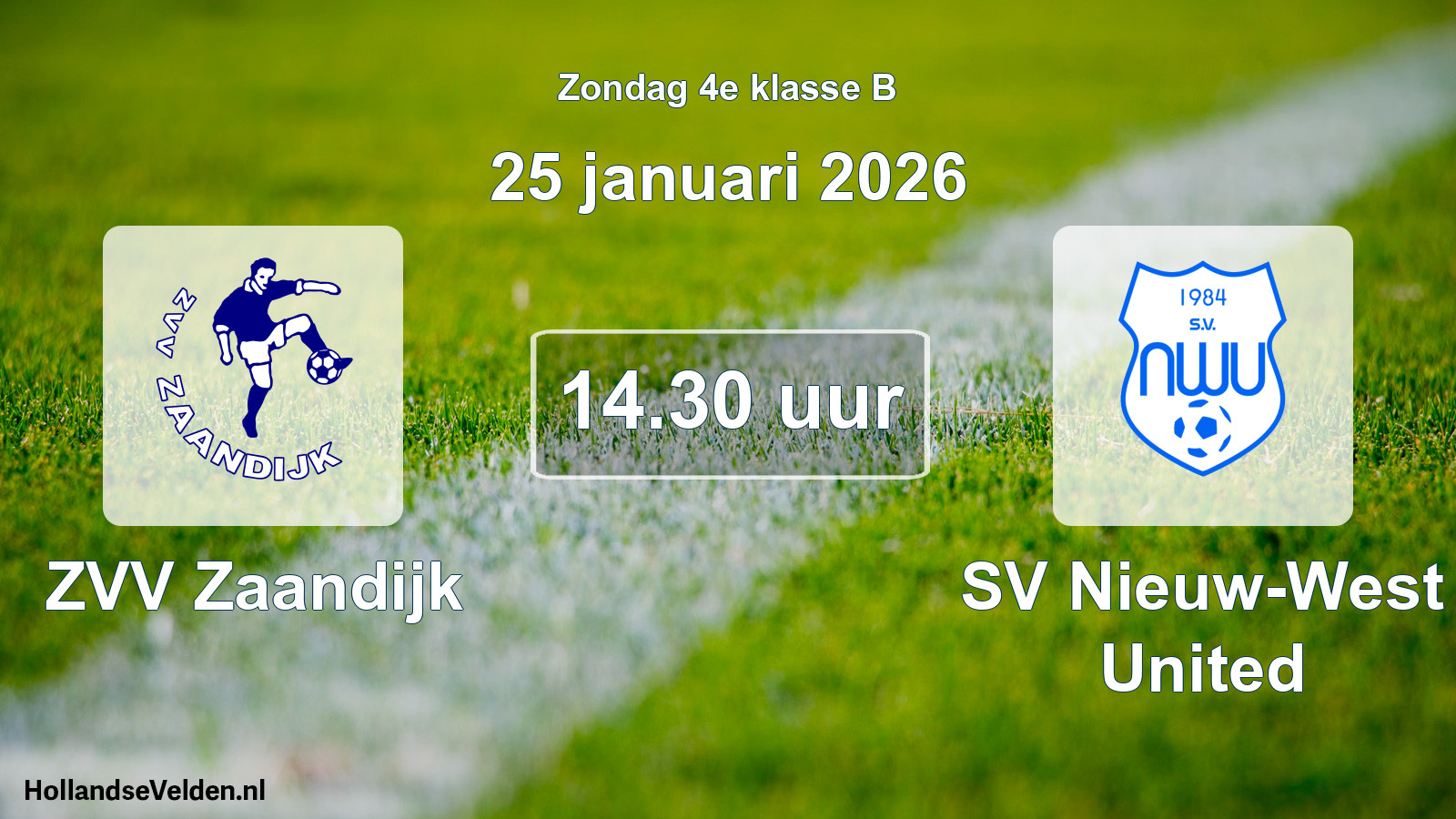 Scheduled Match: ZVV Zaandijk - SV Nieuw-West United (25 January 2026)
