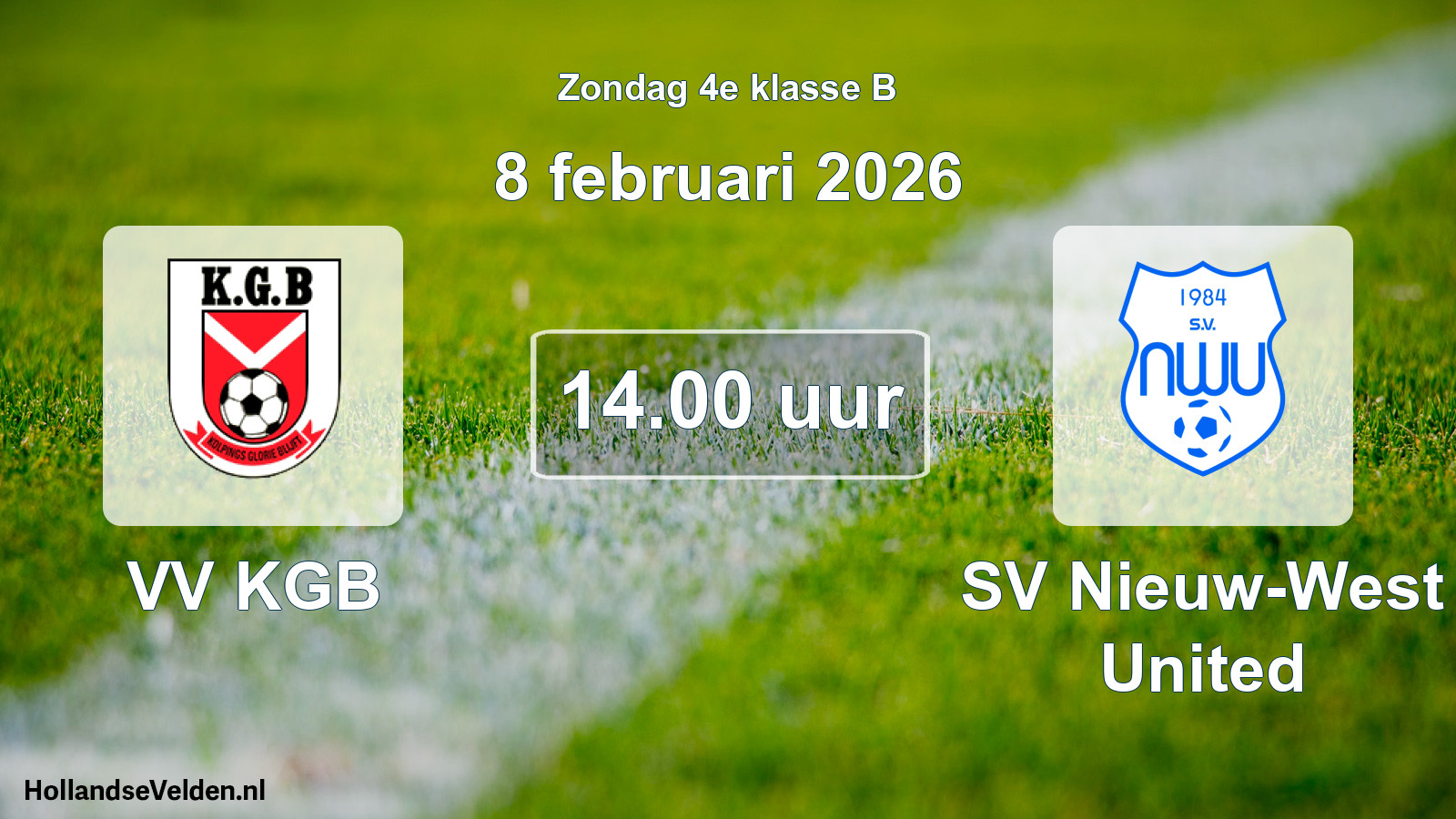 Scheduled Match: VV KGB - SV Nieuw-West United (8 February 2026)