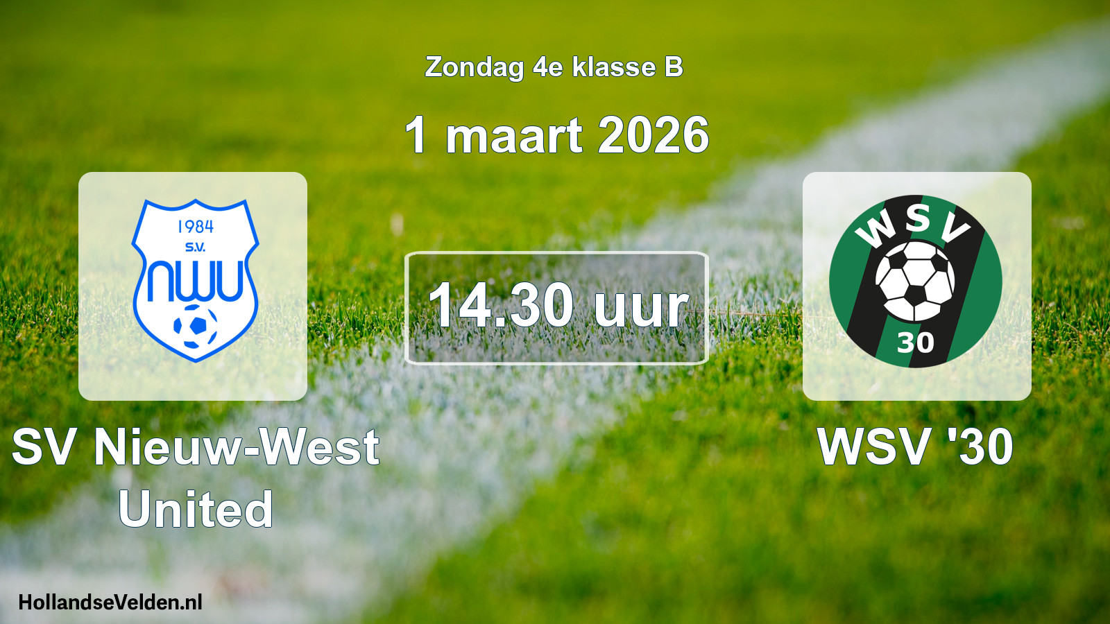 Scheduled Match: SV Nieuw-West United - WSV '30 (1 March 2026)
