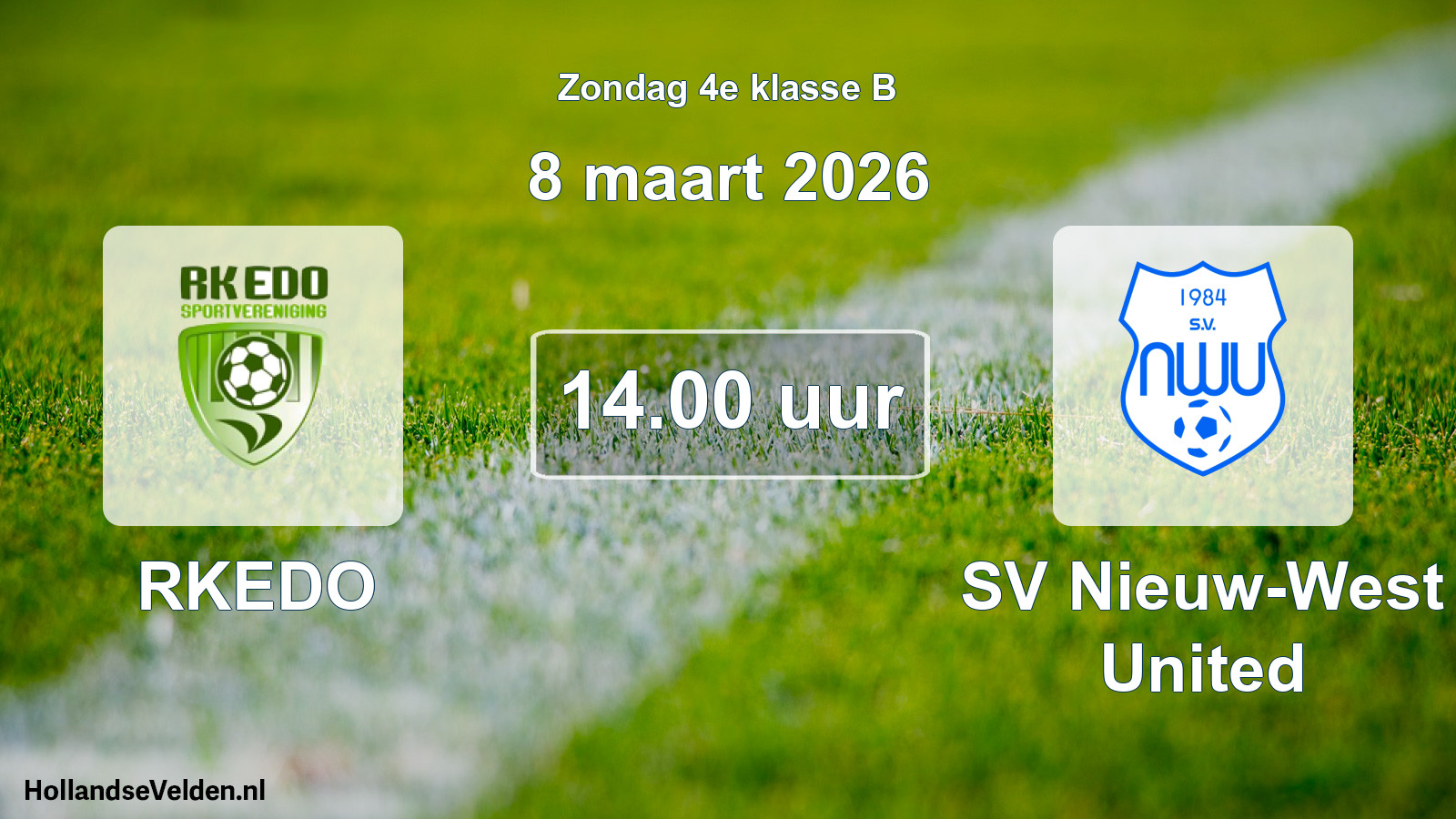 Scheduled Match: RKEDO - SV Nieuw-West United (8 March 2026)