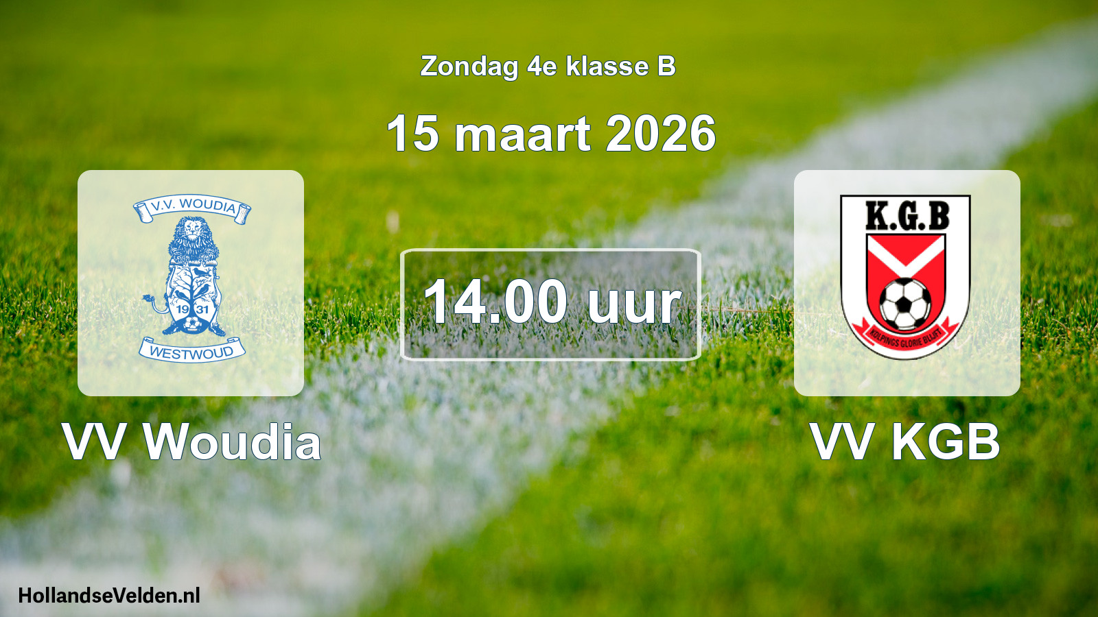 Scheduled Match: VV Woudia - VV KGB (15 March 2026)