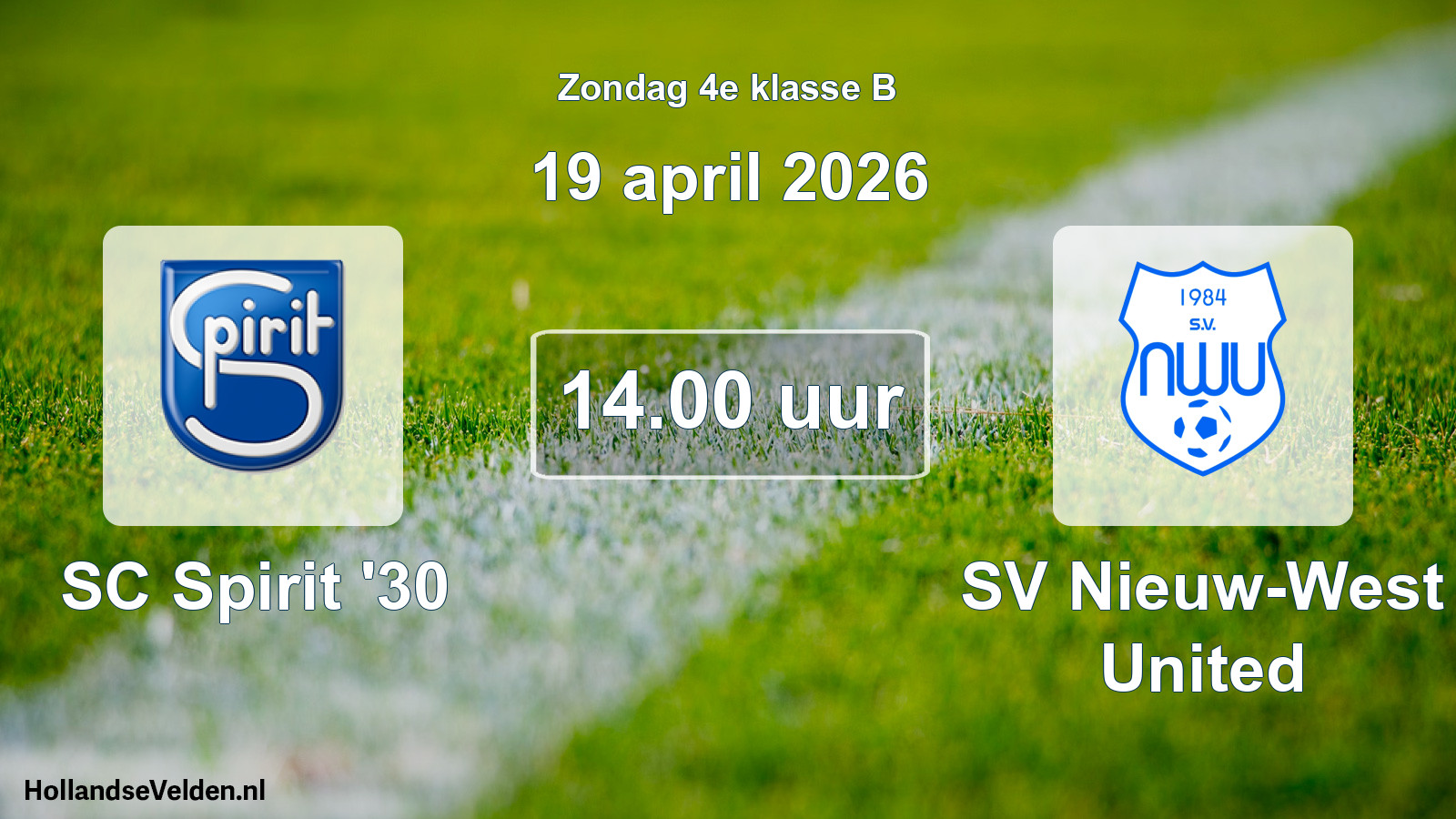 Scheduled Match: SC Spirit '30 - SV Nieuw-West United (19 April 2026)