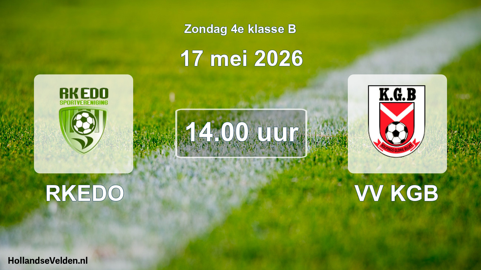 Geplande wedstrijd: RKEDO - VV KGB (17 mei 2026)