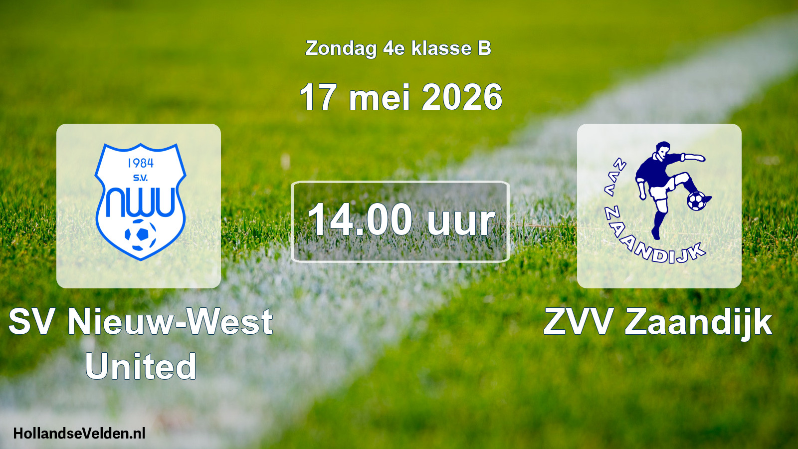 Scheduled Match: SV Nieuw-West United - ZVV Zaandijk (17 May 2026)