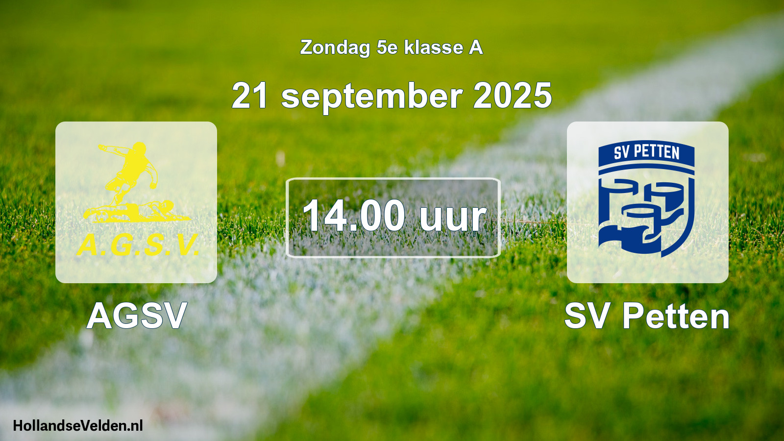 Geplande wedstrijd: AGSV - SV Petten (21 september 2025)