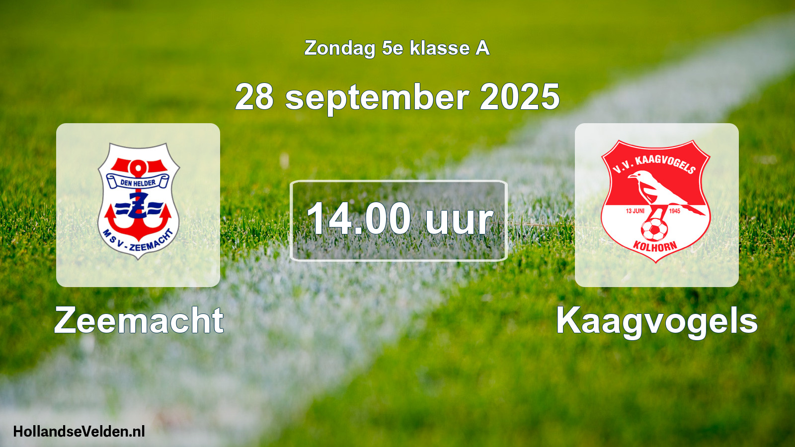Geplande wedstrijd: Zeemacht - Kaagvogels (28 september 2025)