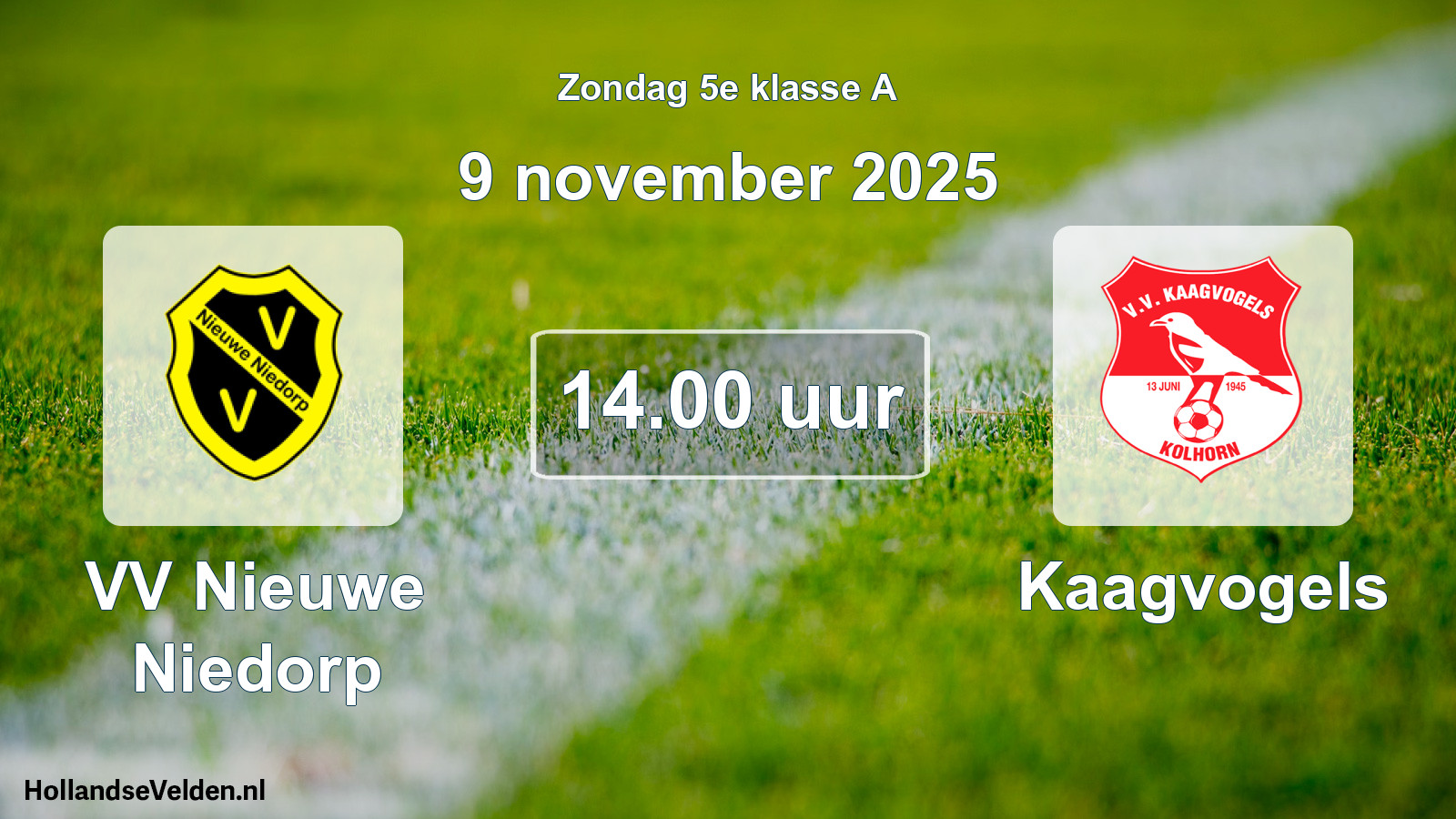 Scheduled Match: VV Nieuwe Niedorp - Kaagvogels (9 November 2025)