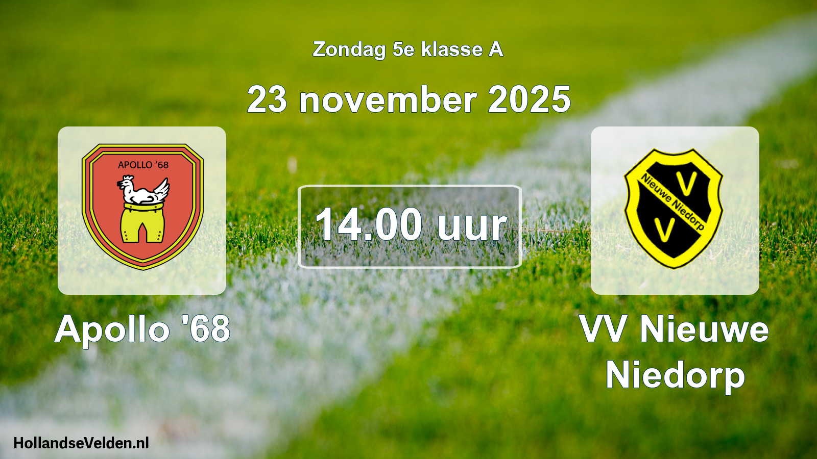 Scheduled Match: Apollo '68 - VV Nieuwe Niedorp (23 November 2025)