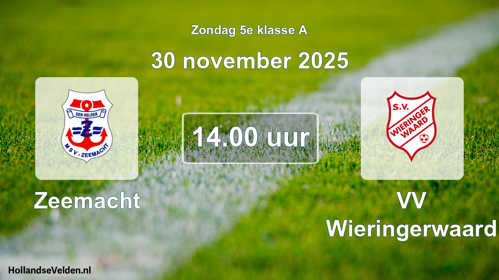Geplande wedstrijd: Zeemacht - VV Wieringerwaard (30 november 2025)