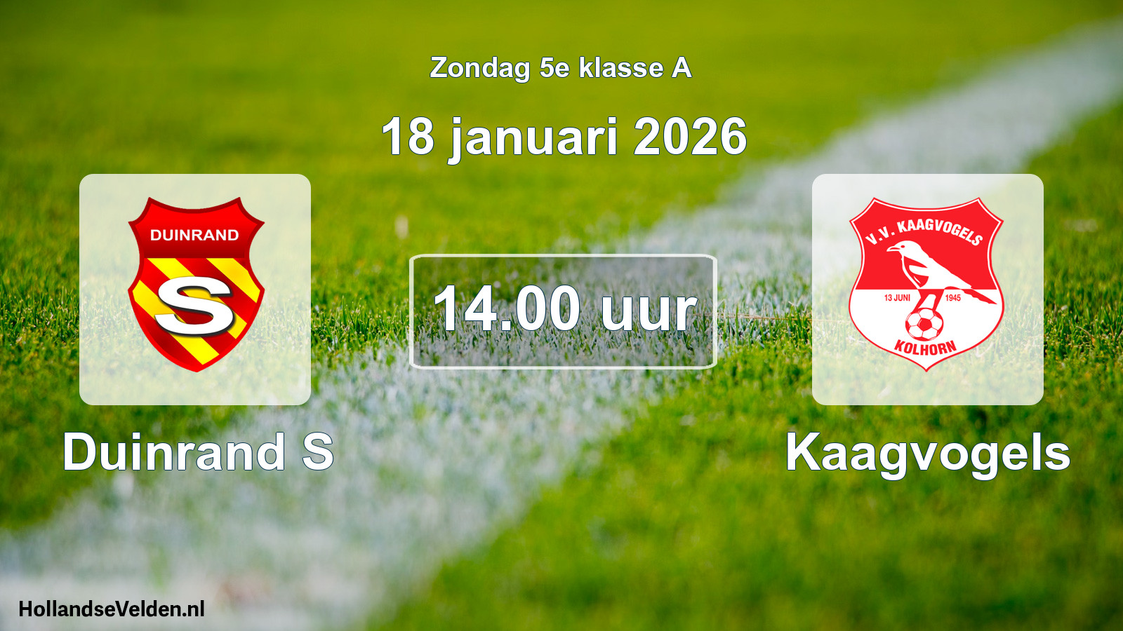 Scheduled Match: Duinrand S - Kaagvogels (18 January 2026)