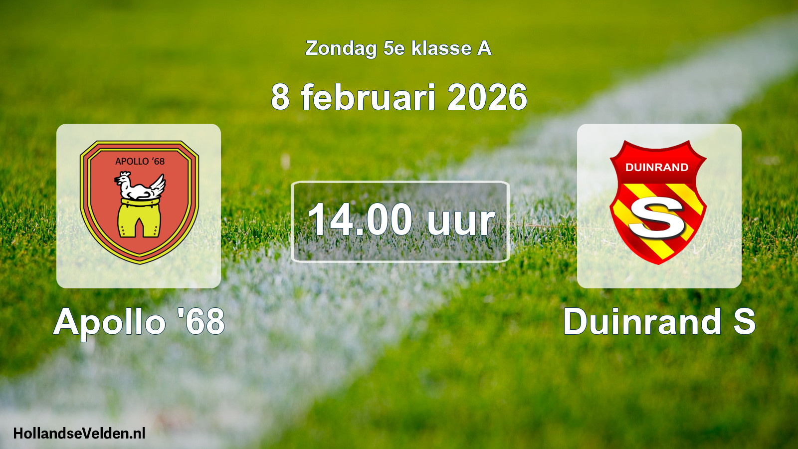 Scheduled Match: Apollo '68 - Duinrand S (8 February 2026)