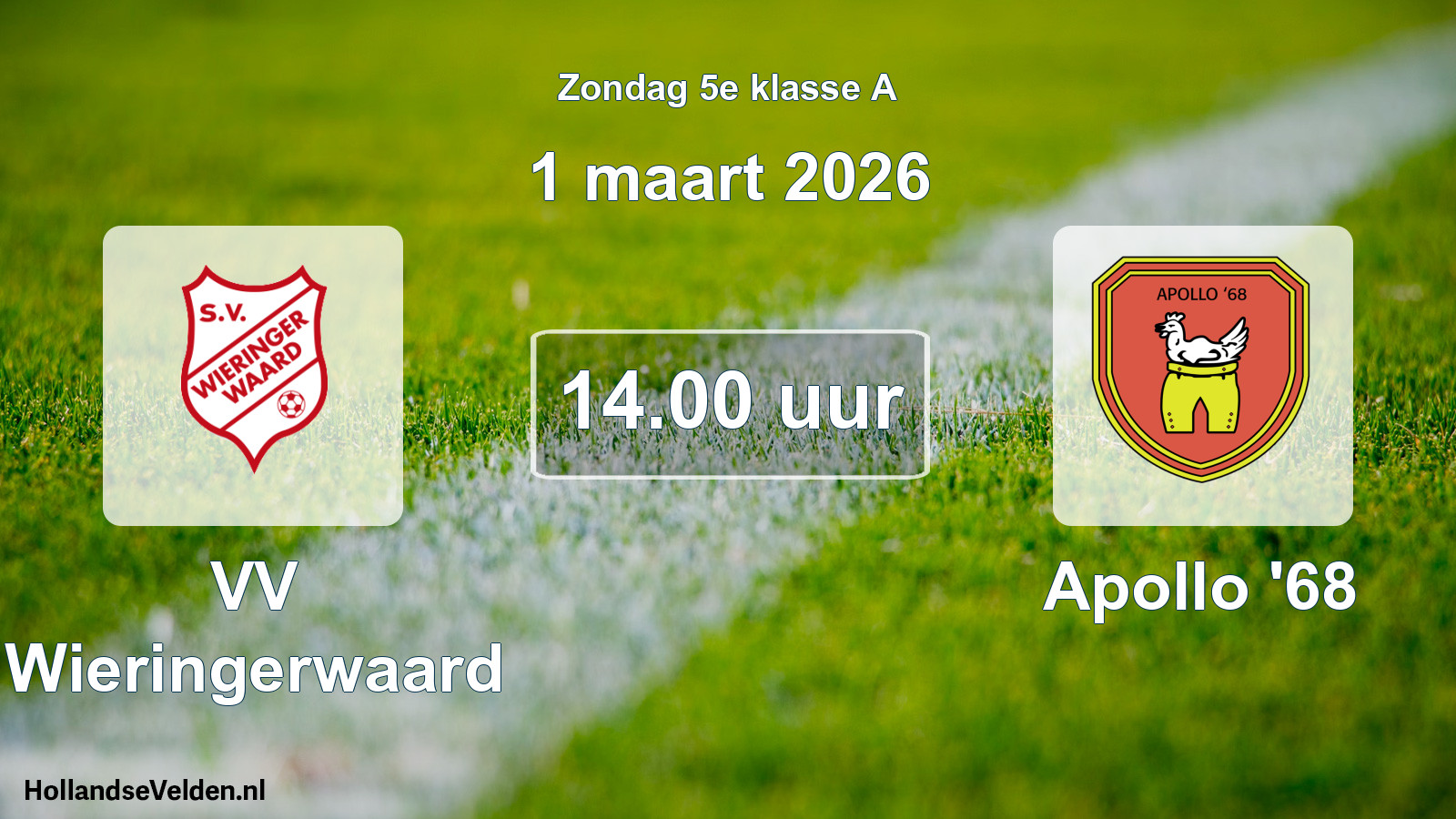 Scheduled Match: VV Wieringerwaard - Apollo '68 (1 March 2026)