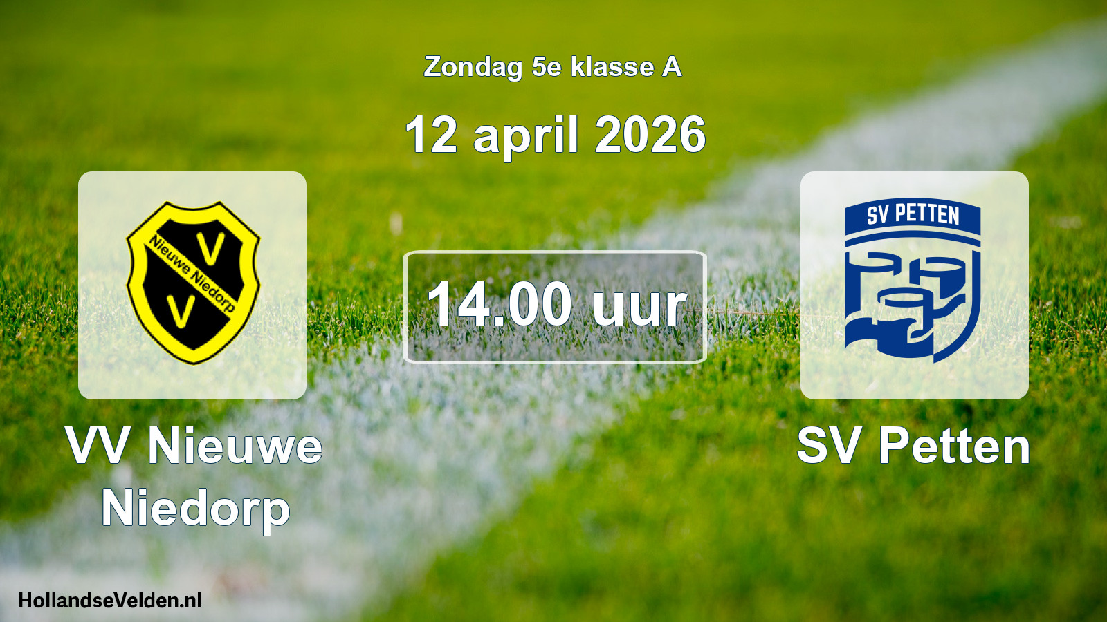 Geplande wedstrijd: VV Nieuwe Niedorp - SV Petten (12 april 2026)