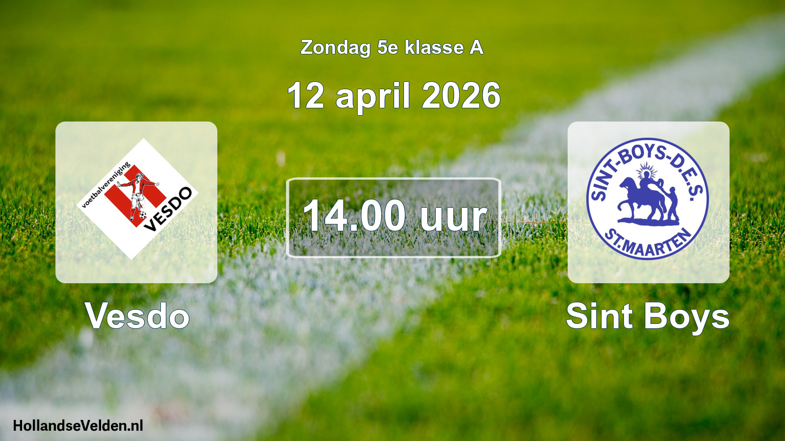 Geplande wedstrijd: Vesdo - Sint Boys (12 april 2026)