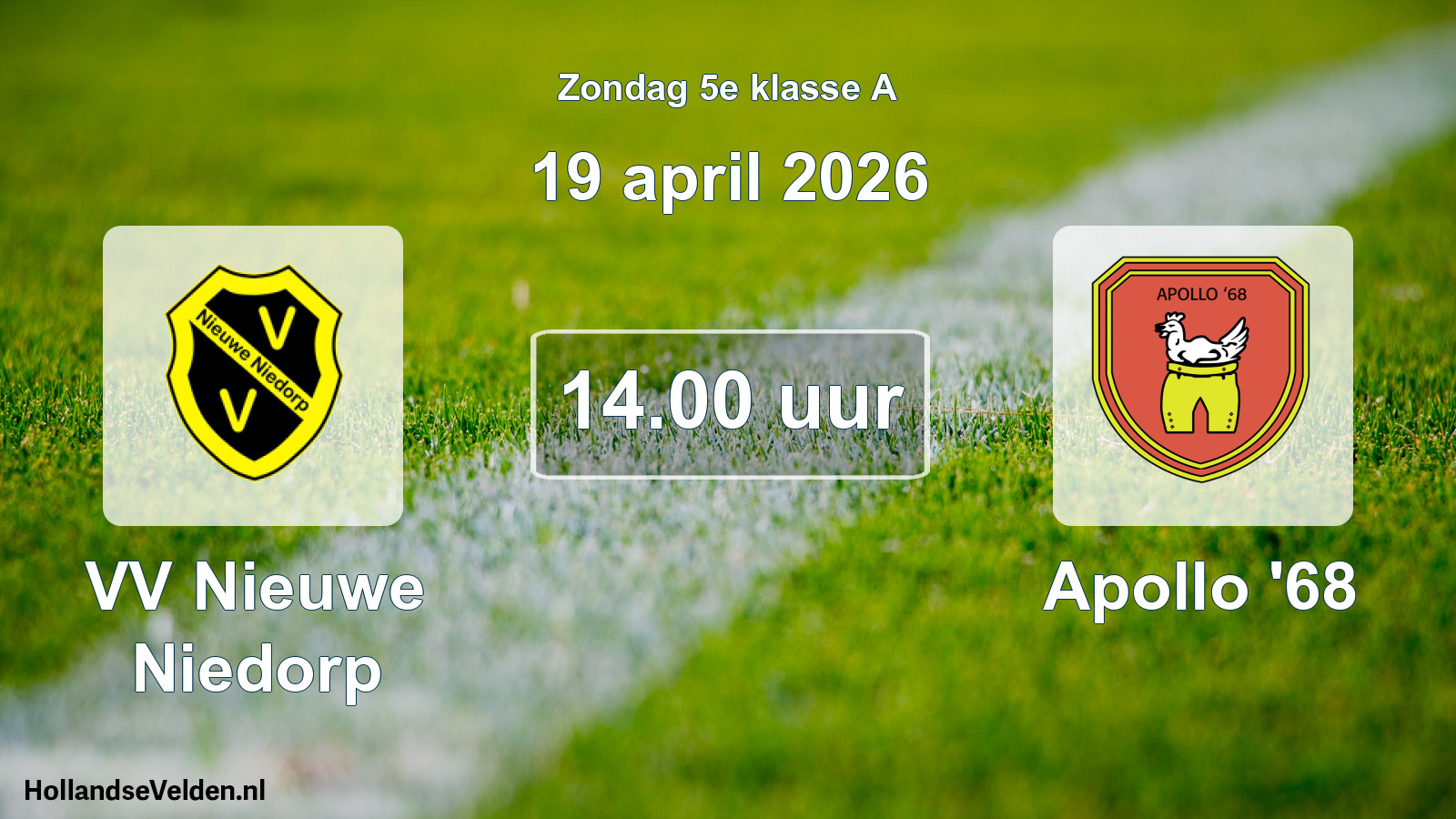 Scheduled Match: VV Nieuwe Niedorp - Apollo '68 (19 April 2026)