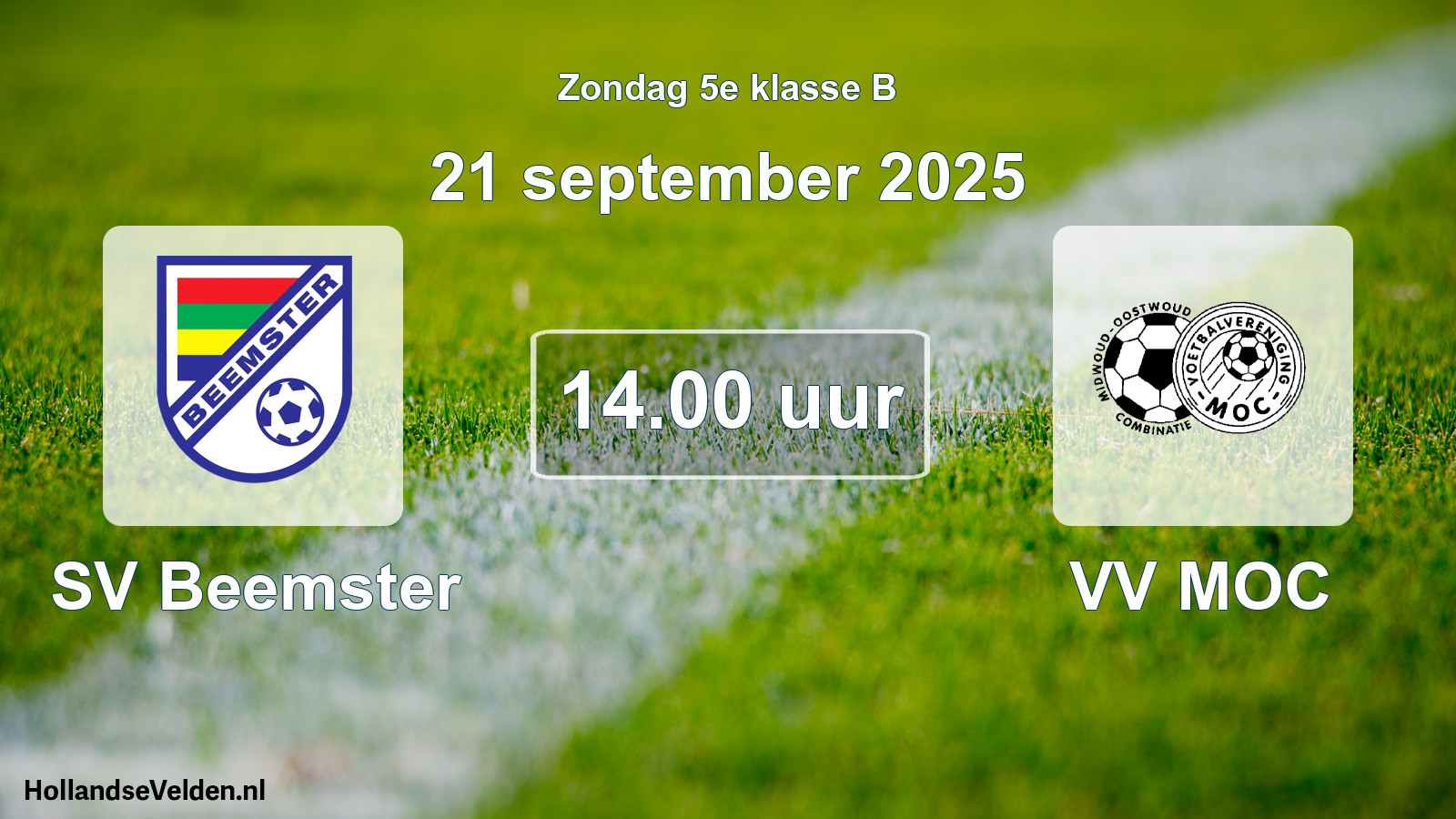 Scheduled Match: SV Beemster - VV MOC (21 September 2025)