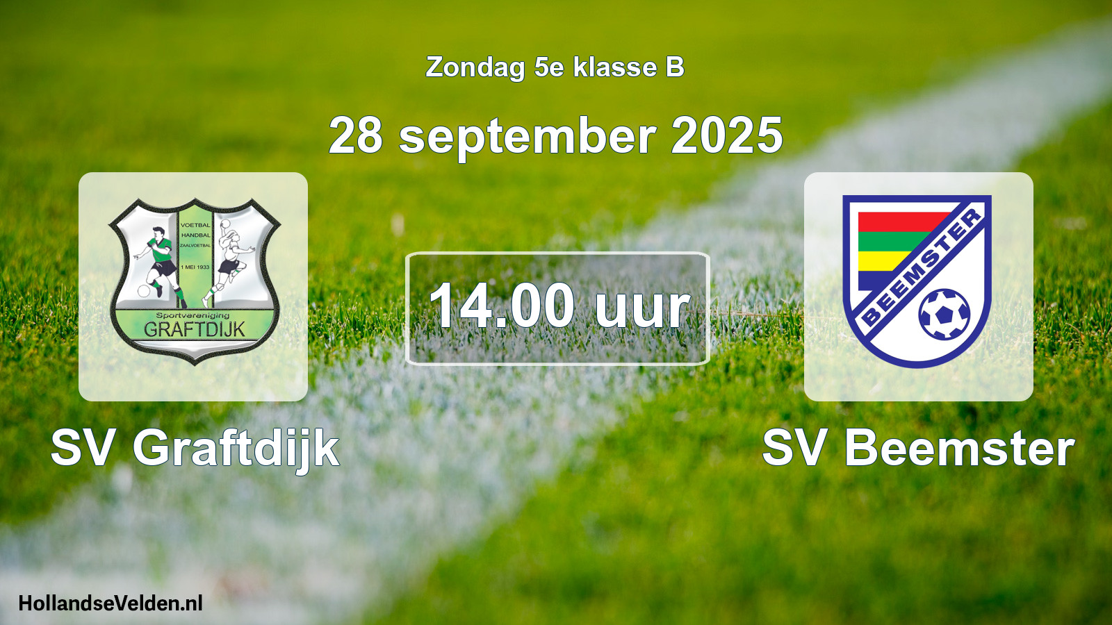 Geplande wedstrijd: SV Graftdijk - SV Beemster (28 september 2025)