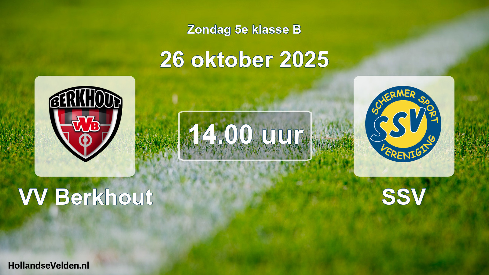 Geplande wedstrijd: VV Berkhout - SSV (26 oktober 2025)