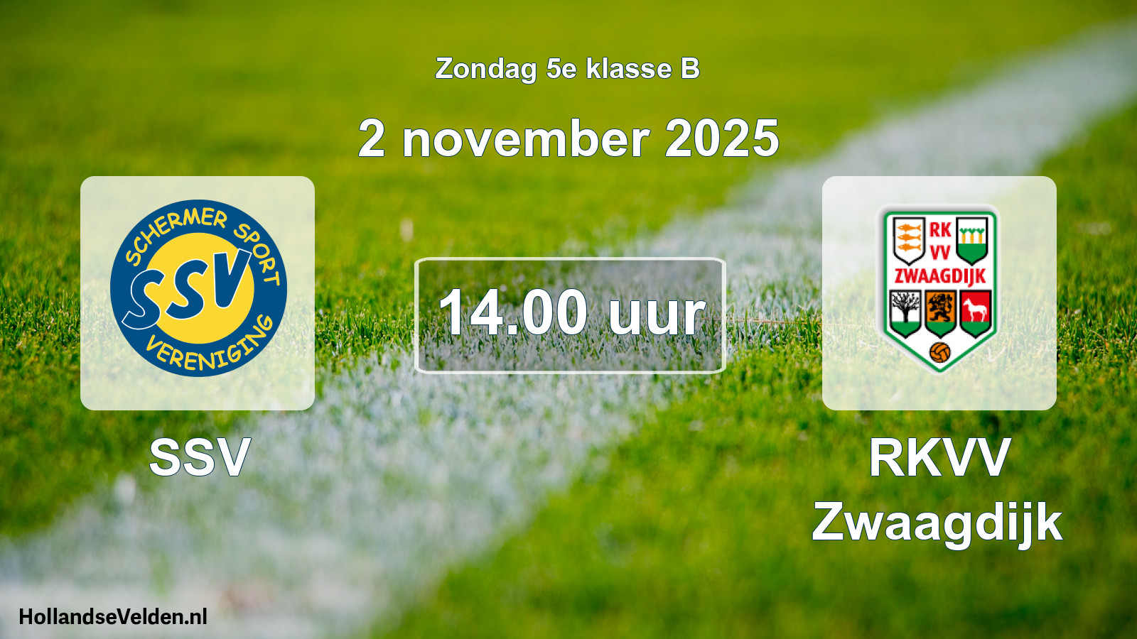 Scheduled Match: SSV - RKVV Zwaagdijk (2 November 2025)
